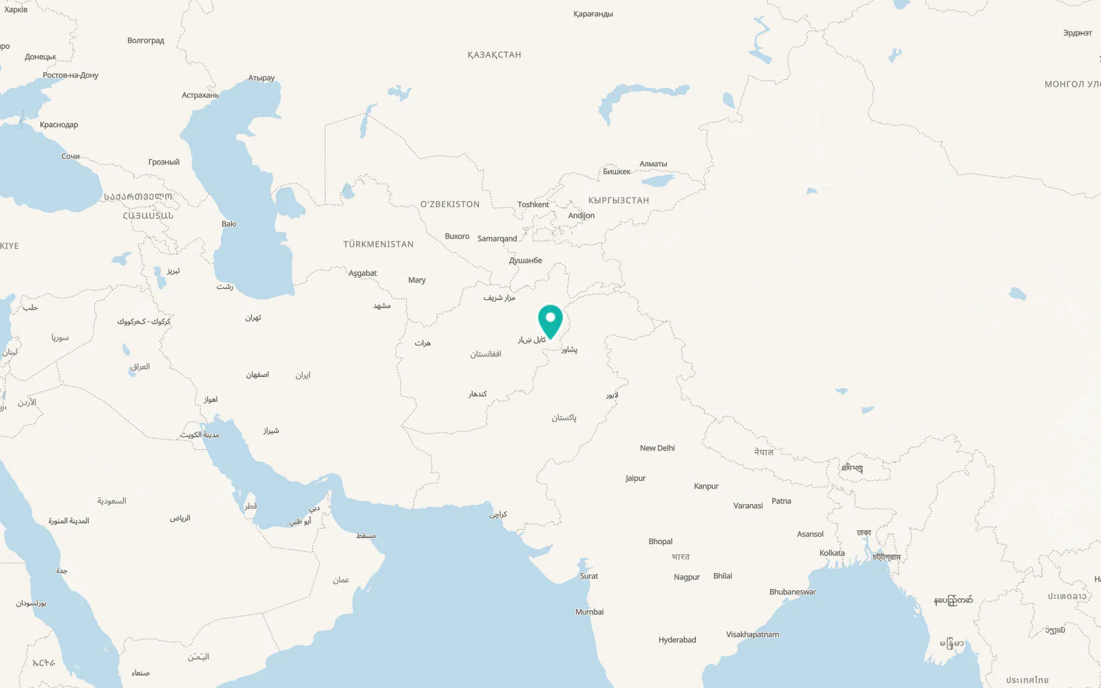 Map of Ḩāfiz̧ān
