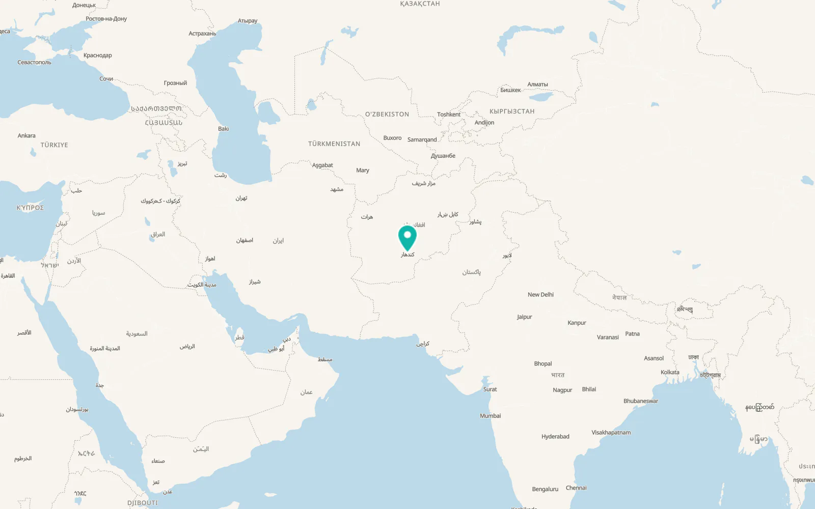 Map of Kandahār