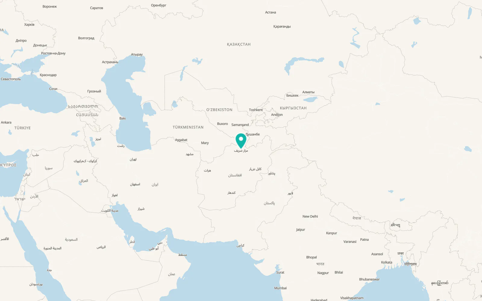 Map of Mazār-e Sharīf