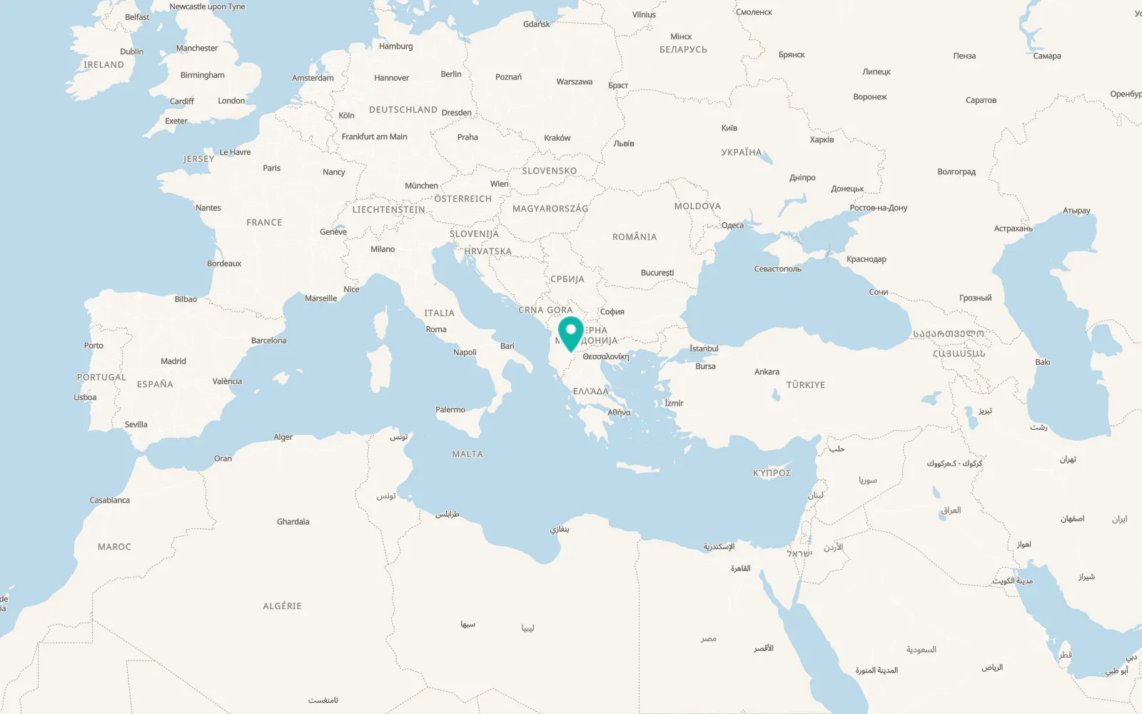 Map of Korçë