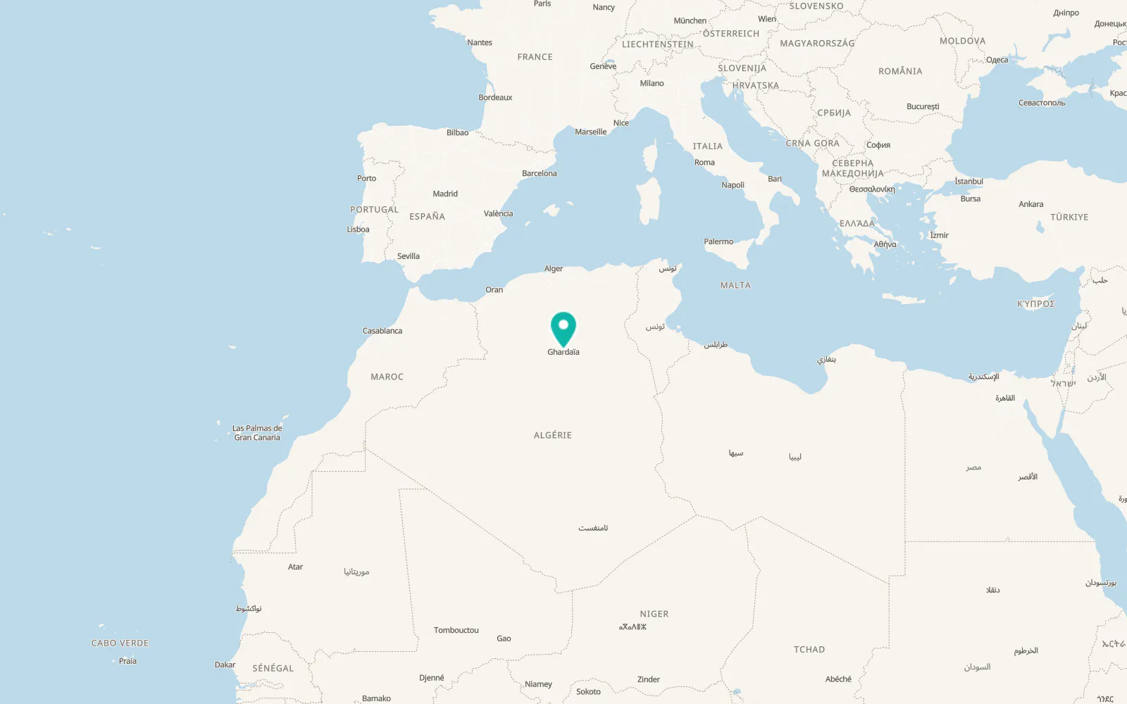 Map of Ghardaïa