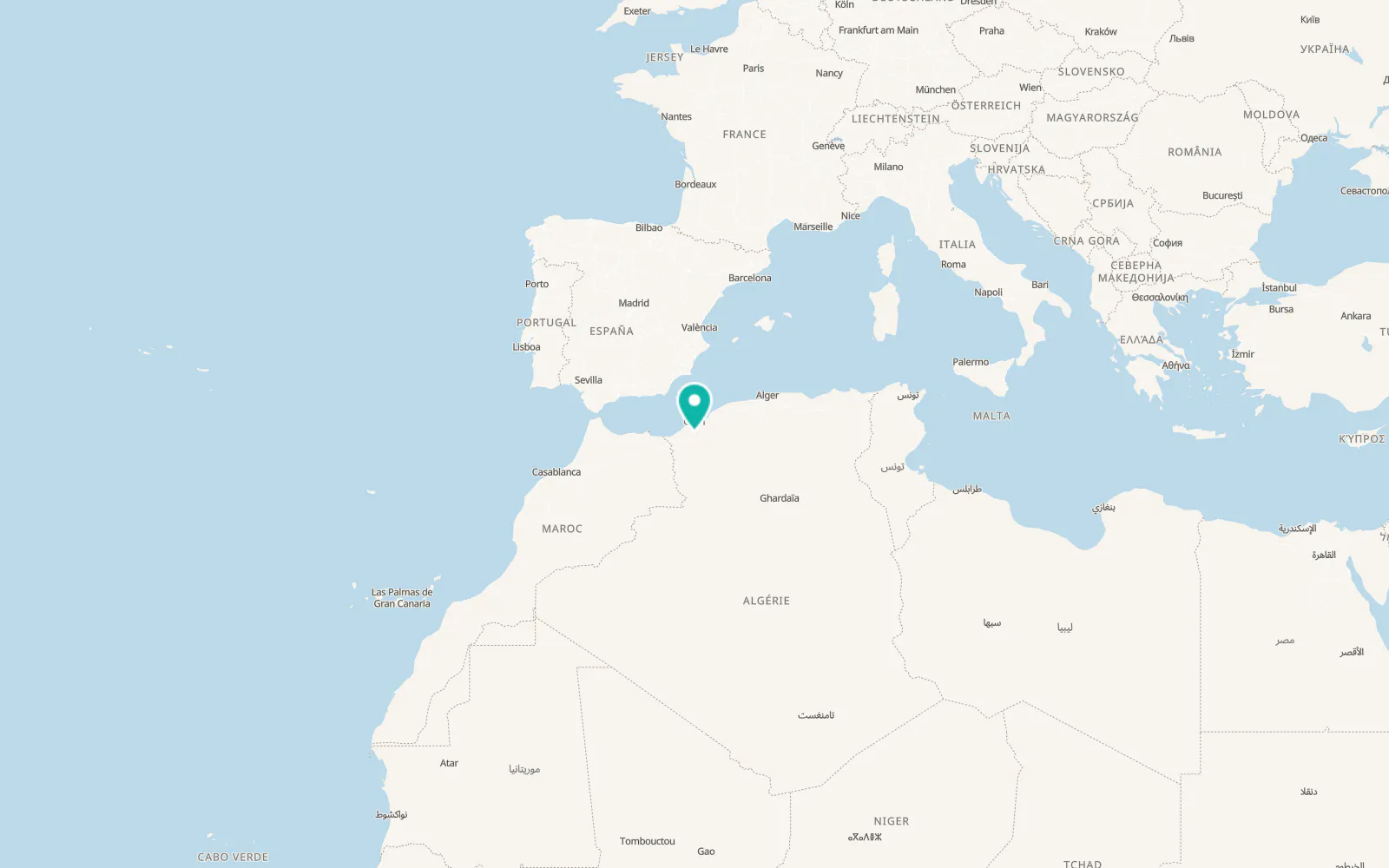 Map of Sidi Bel Abbes