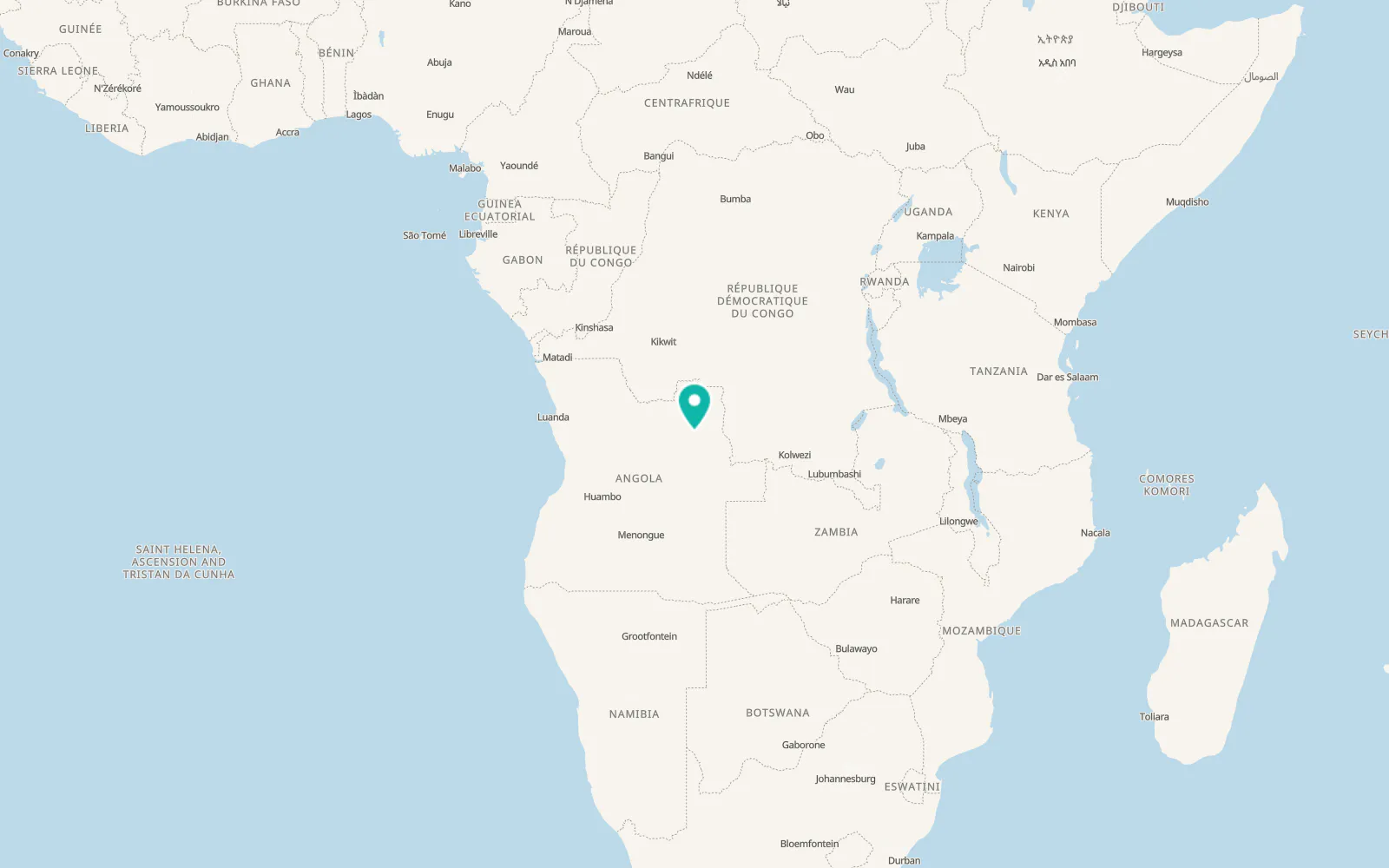 Map of Saurimo