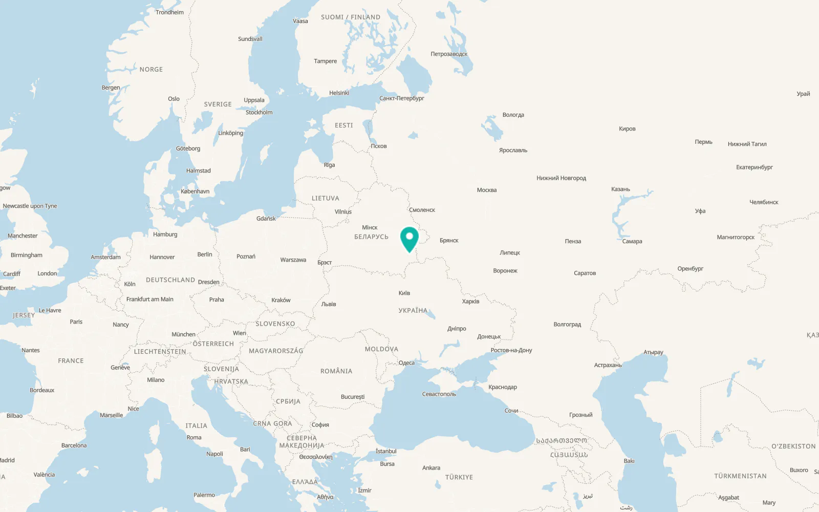 Map of Homyel'