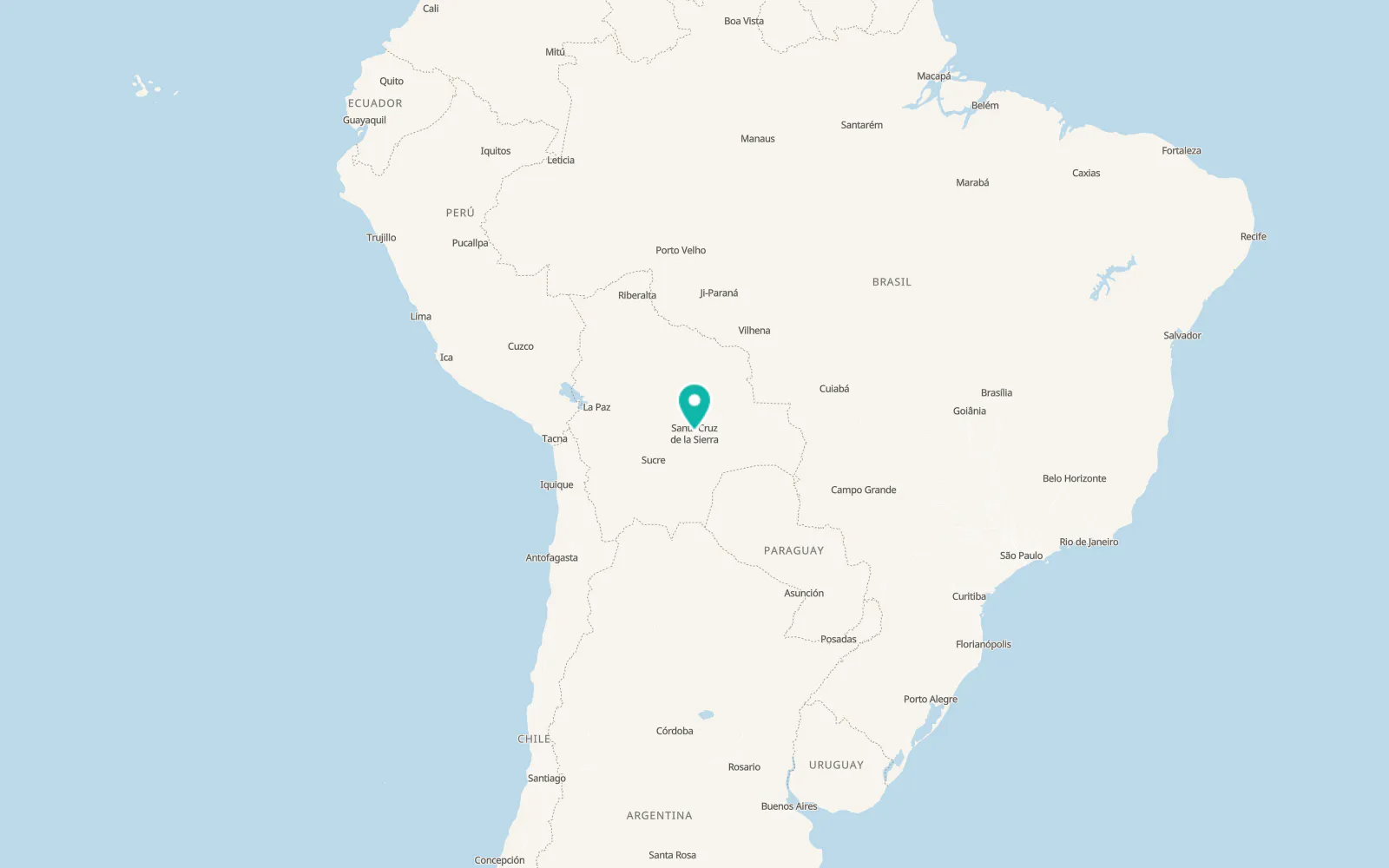 Map of Santa Cruz de la Sierra