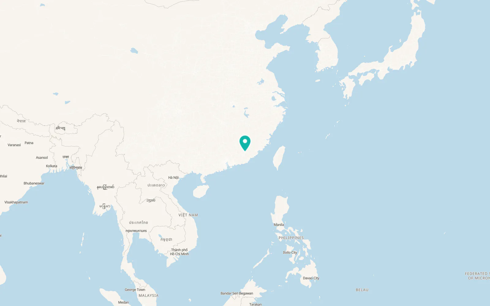 Map of Meizhou