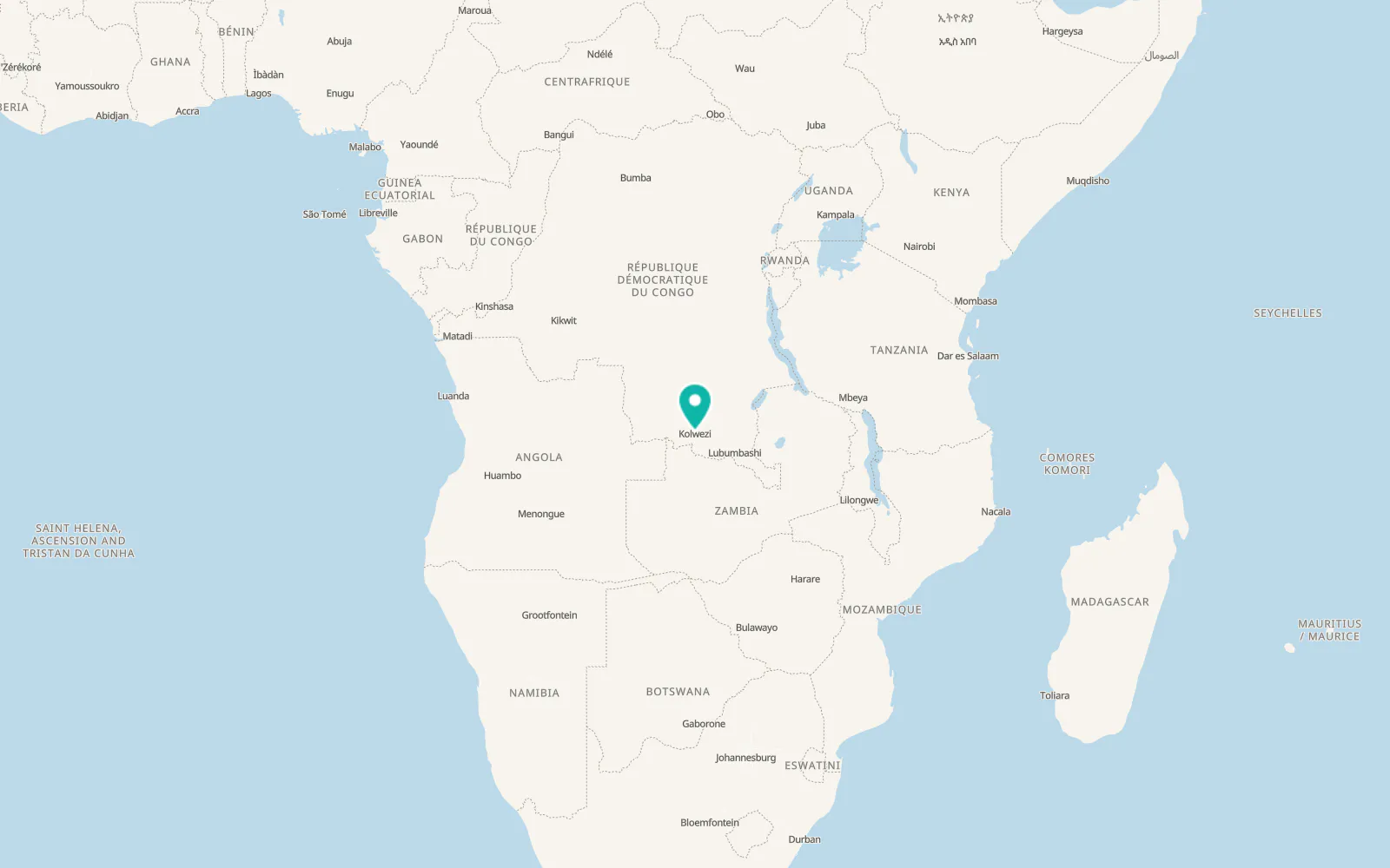 Map of Kolwezi