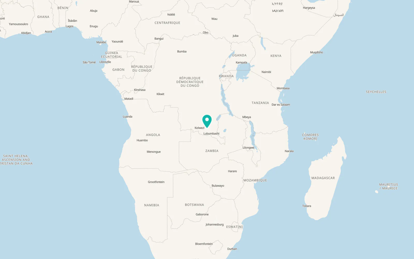 Map of Likasi