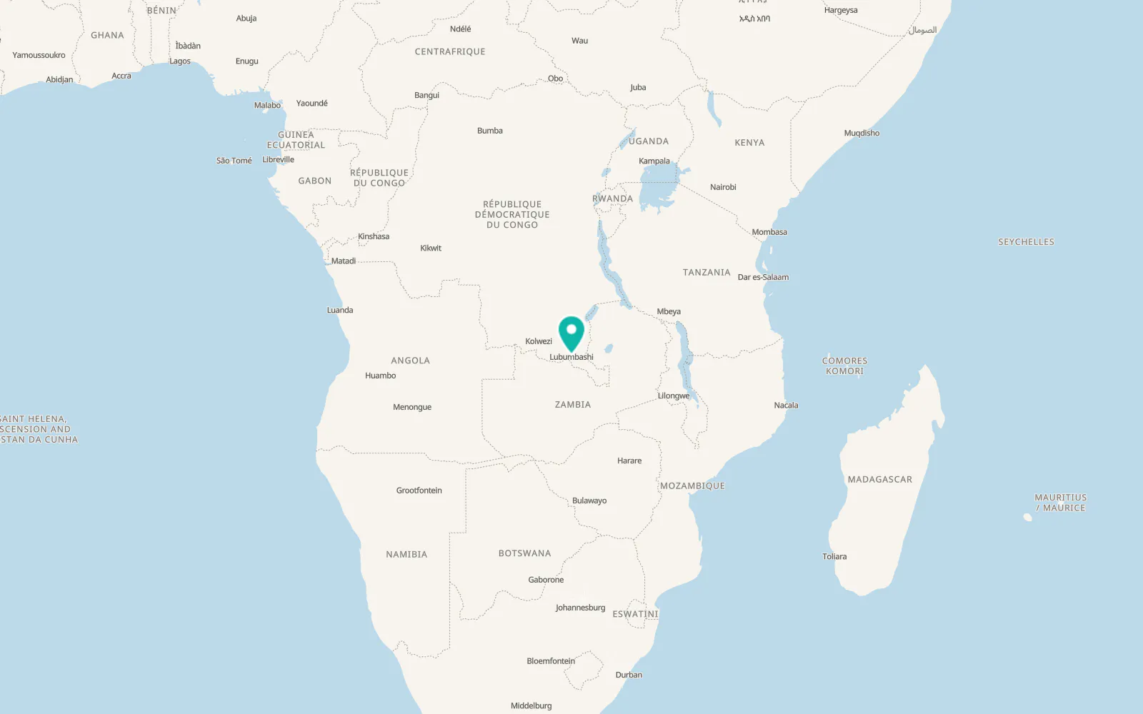 Map of Lubumbashi
