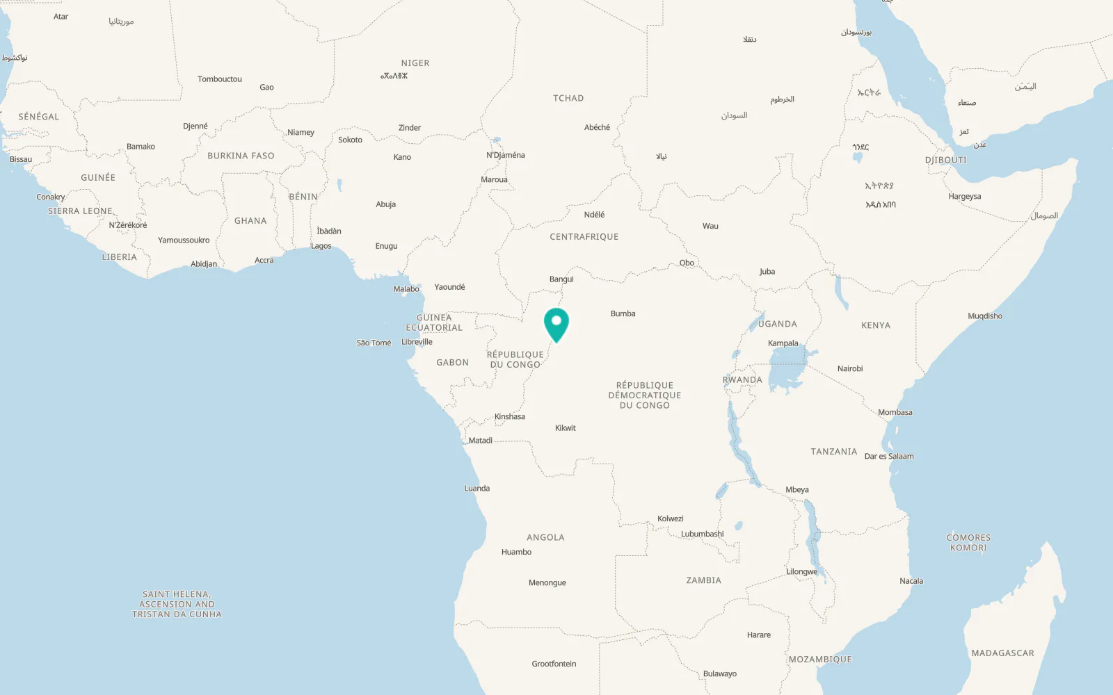 Map of Mbandaka