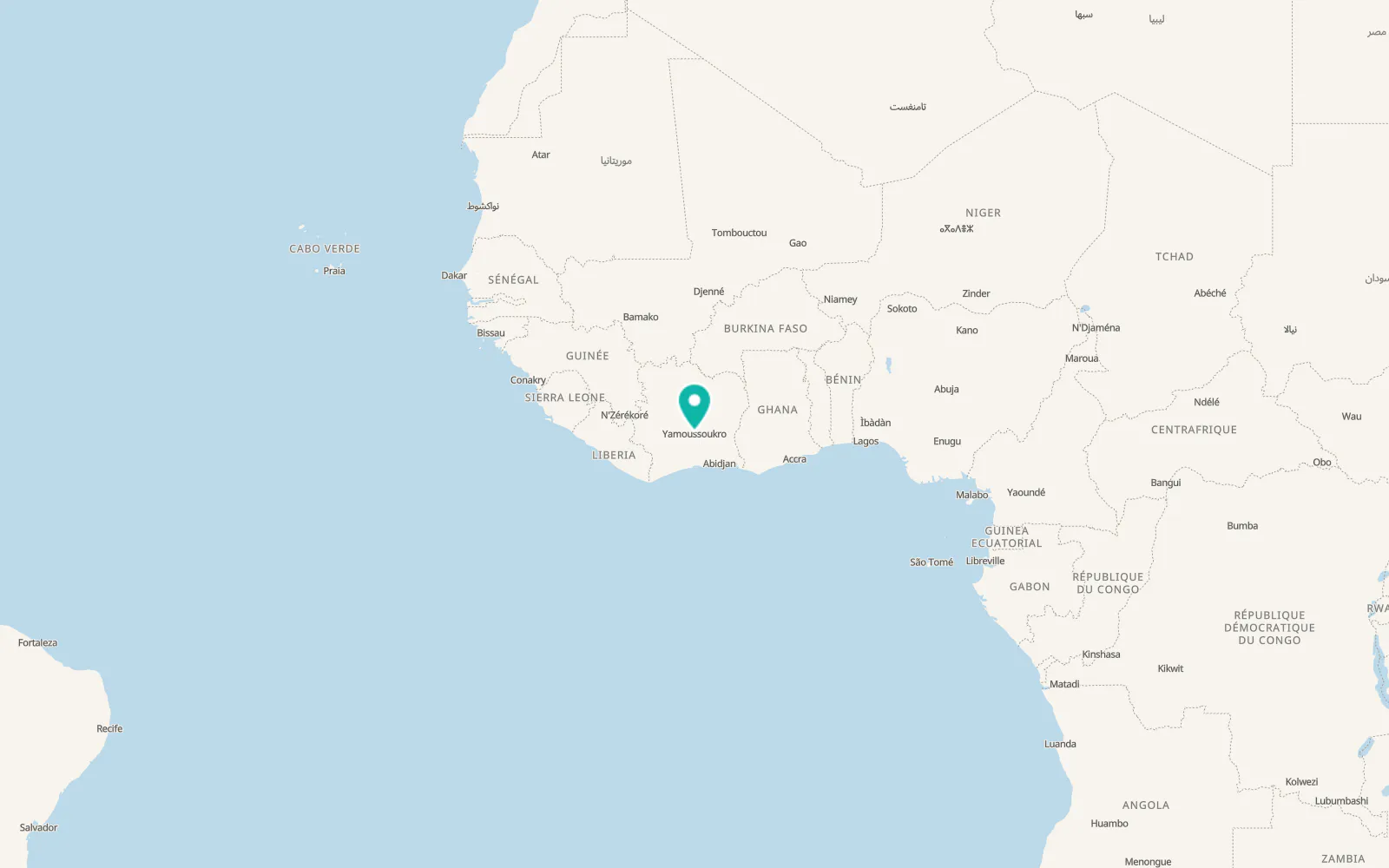 Map of Yamoussoukro