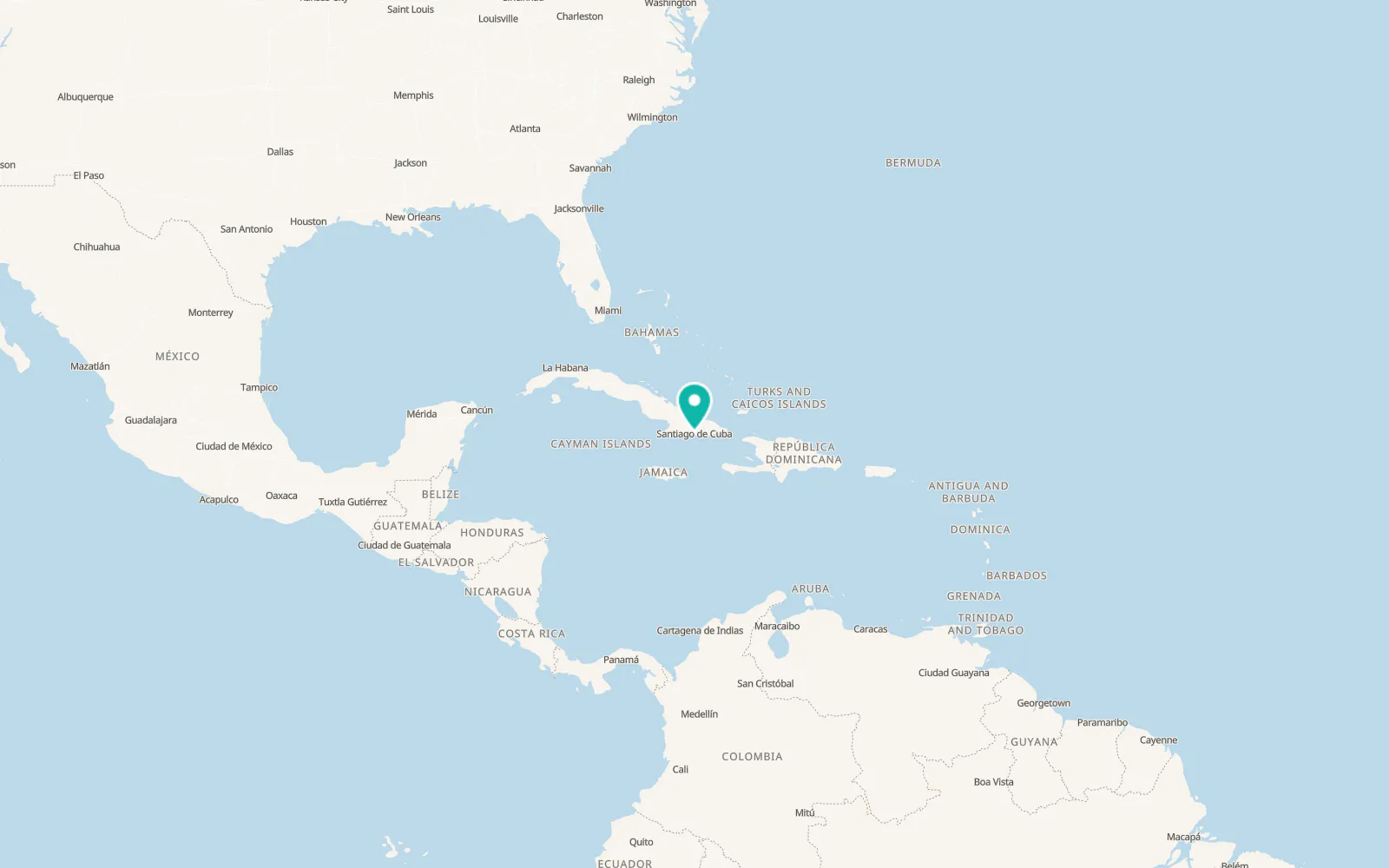 Map of Santiago de Cuba