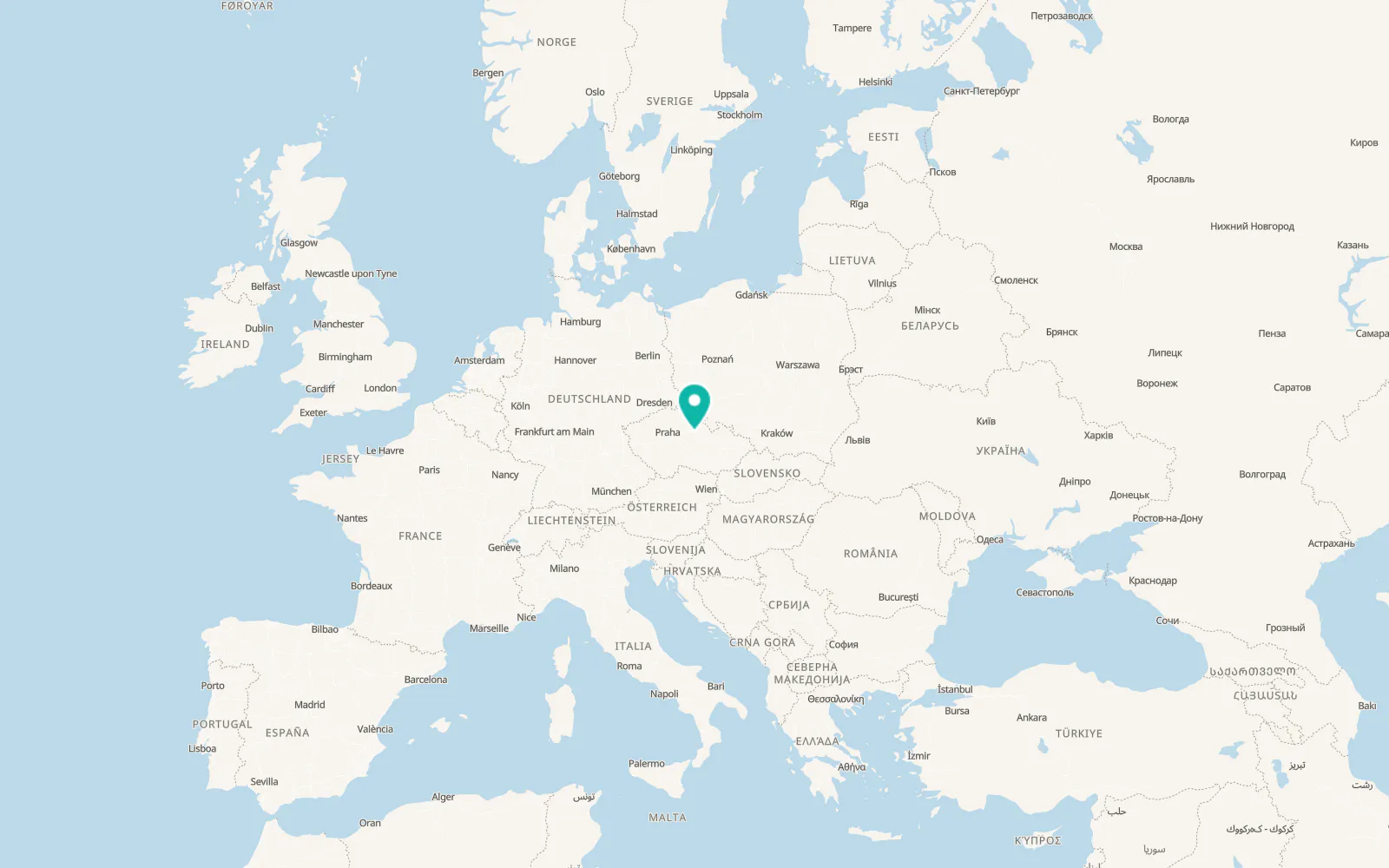 Map of Pardubice
