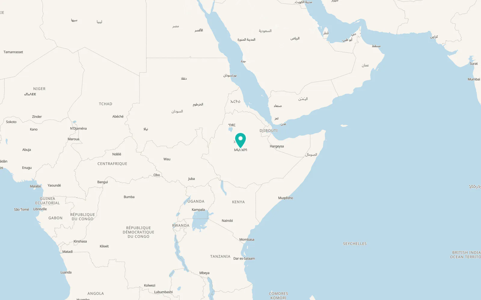 Map of Addis Ababa