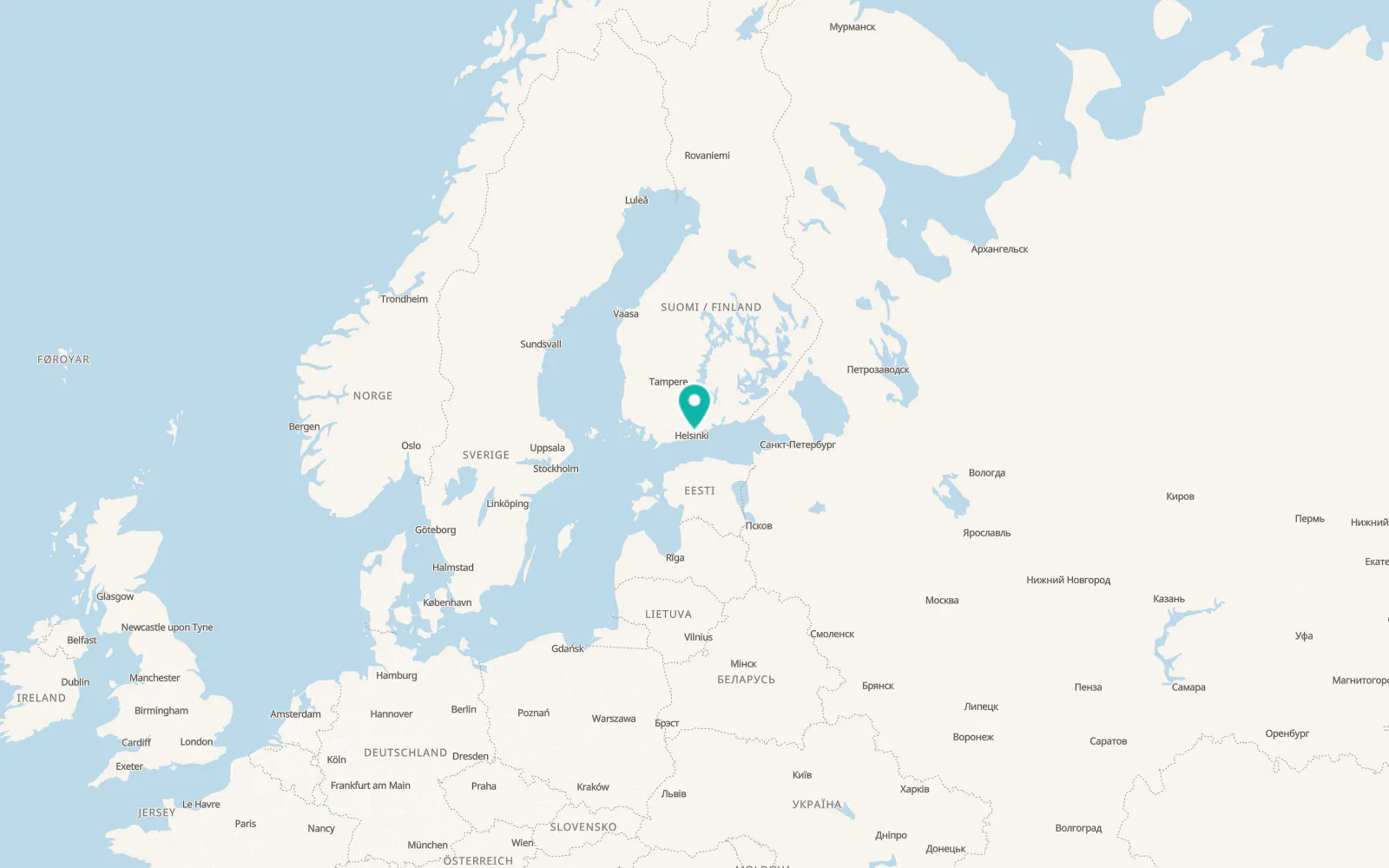 Map of East Helsinki