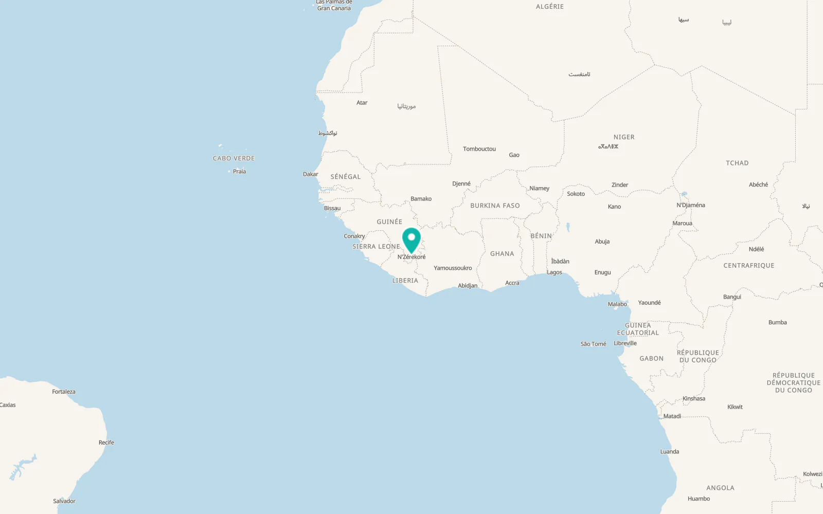 Map of Nzérékoré