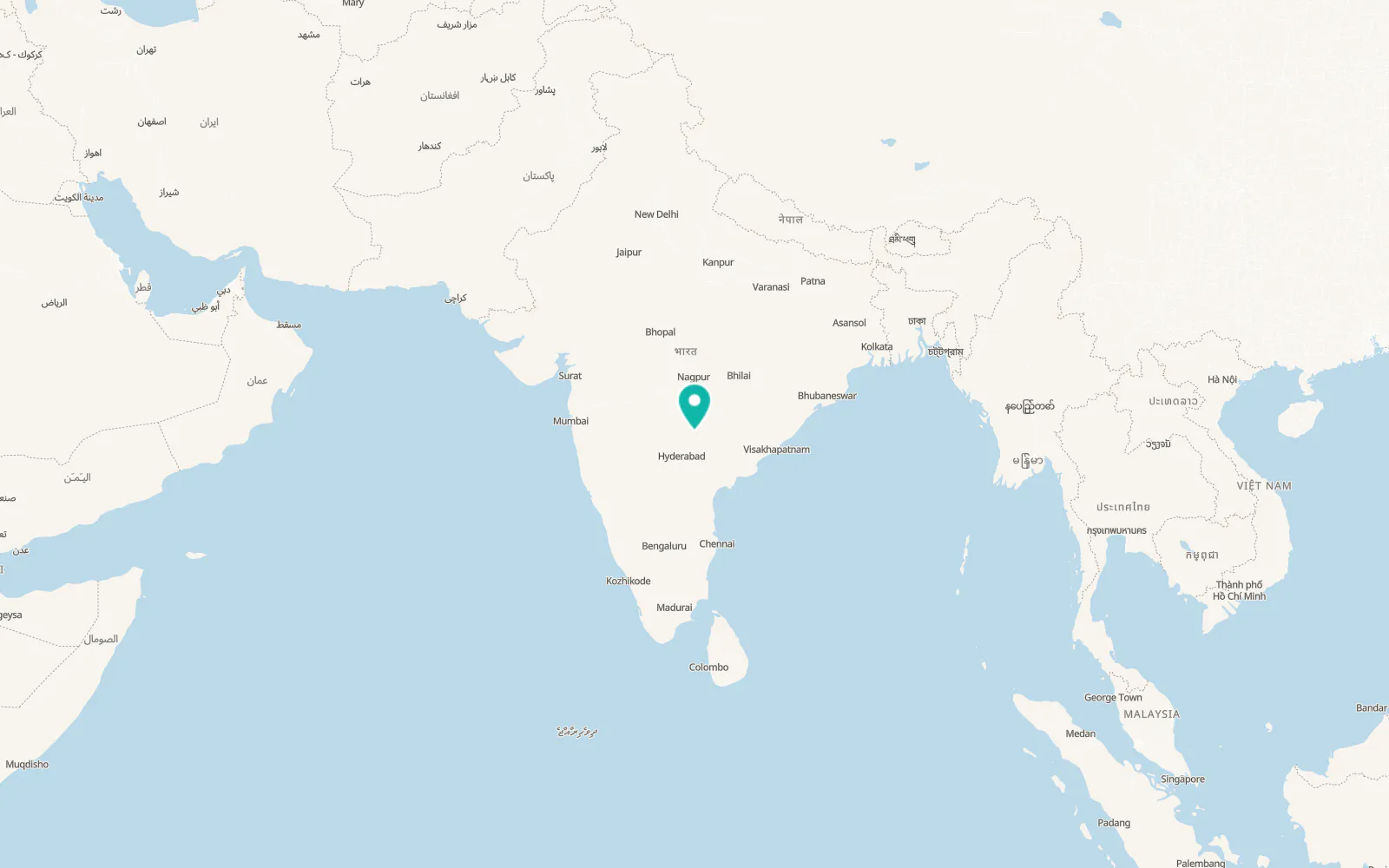 Map of Karīmnagar
