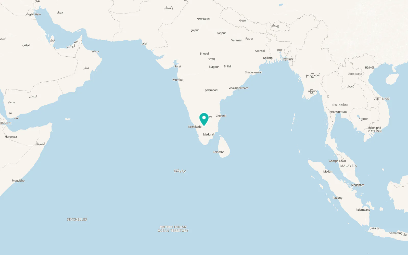 Map of Tiruppur