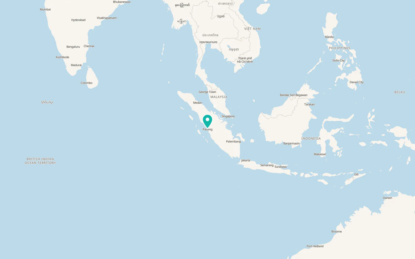 Map of Padang