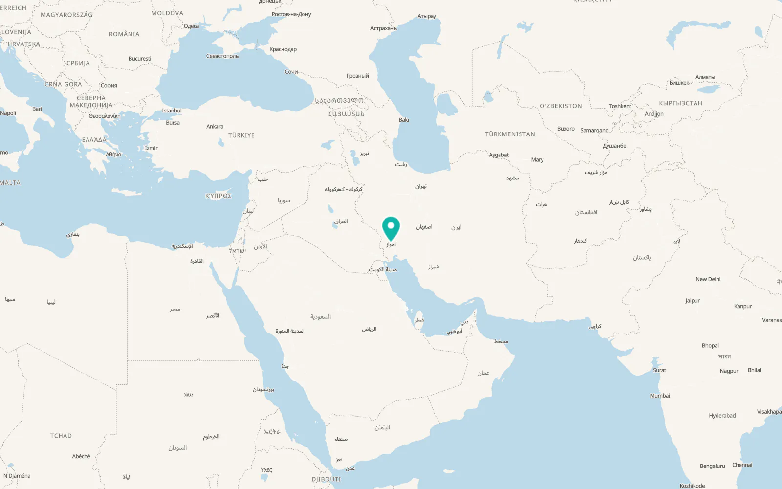 Map of Ahvaz