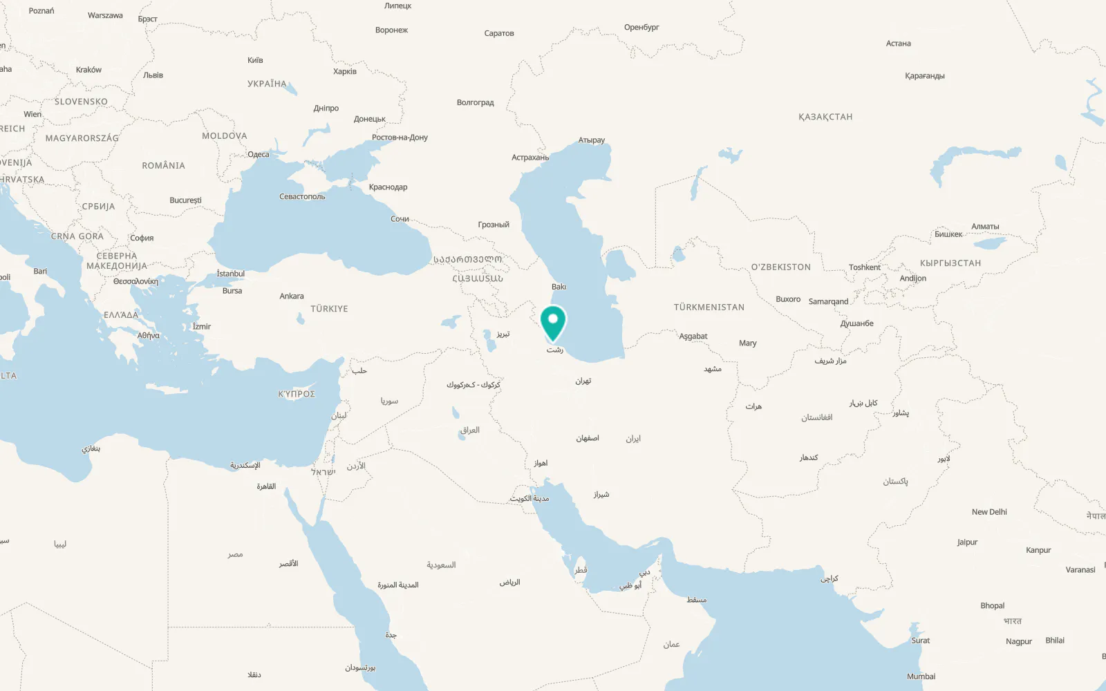Map of Bandar-e Anzalī