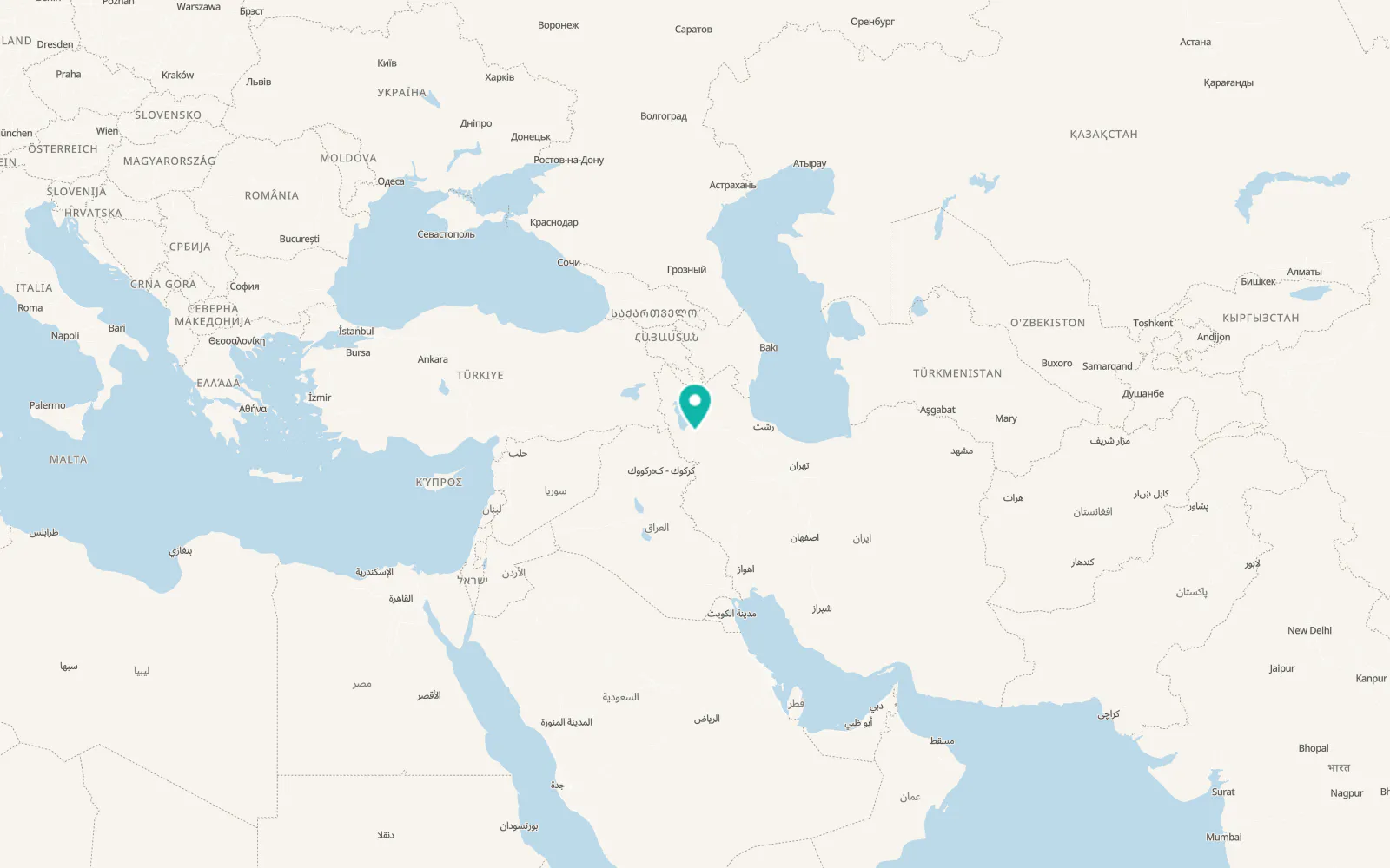 Map of Mīāndoāb