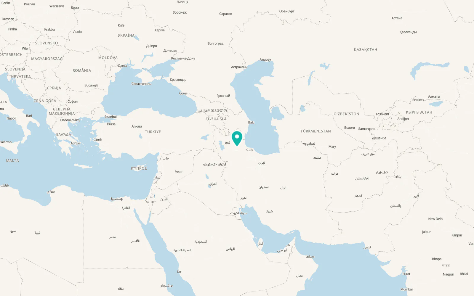 Map of Mīāneh