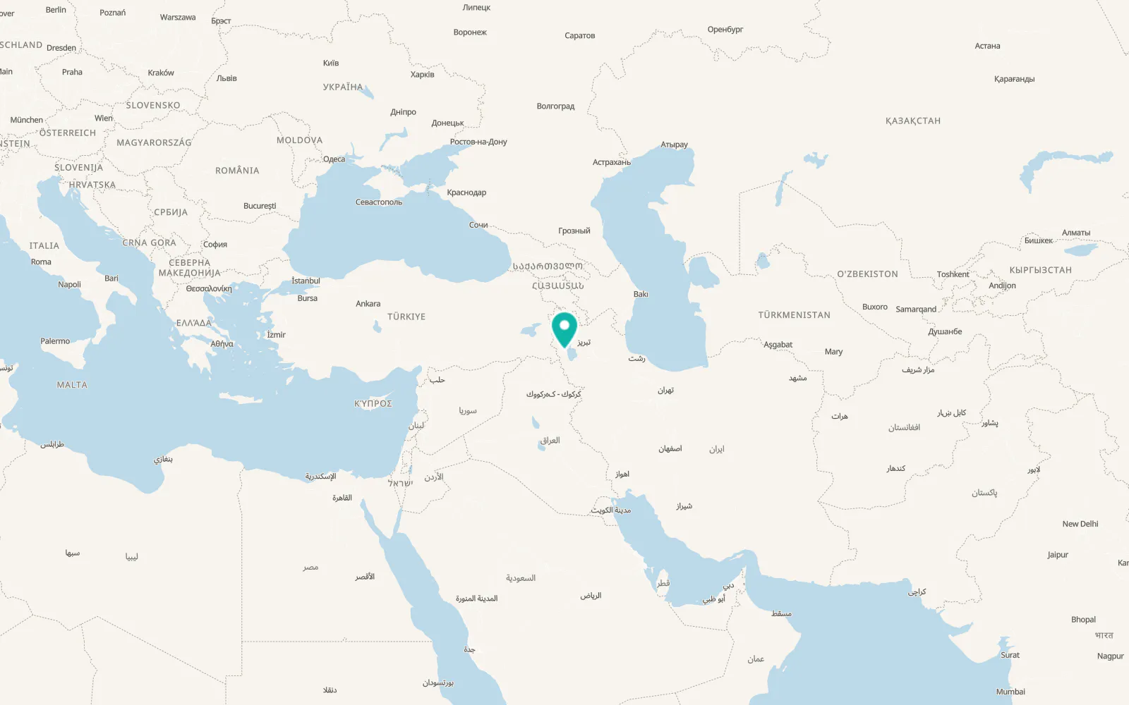 Map of Orūmīyeh