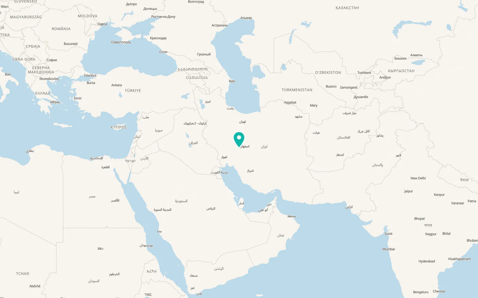 Map of Shahr-e Kord