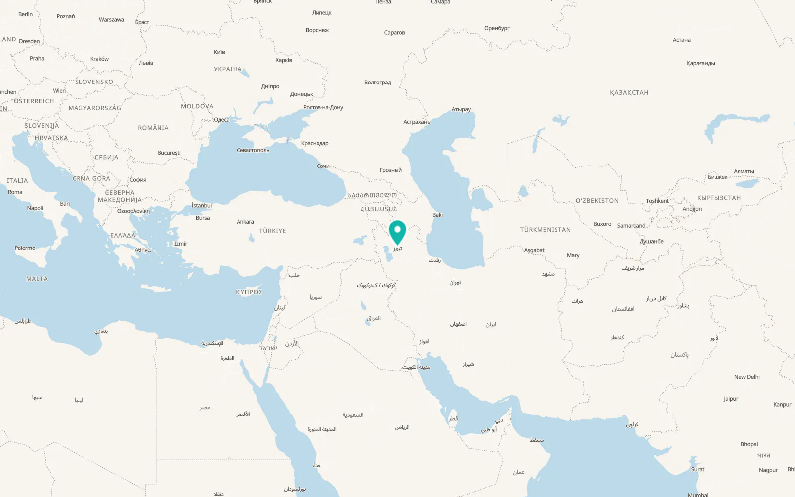 Map of Tabriz