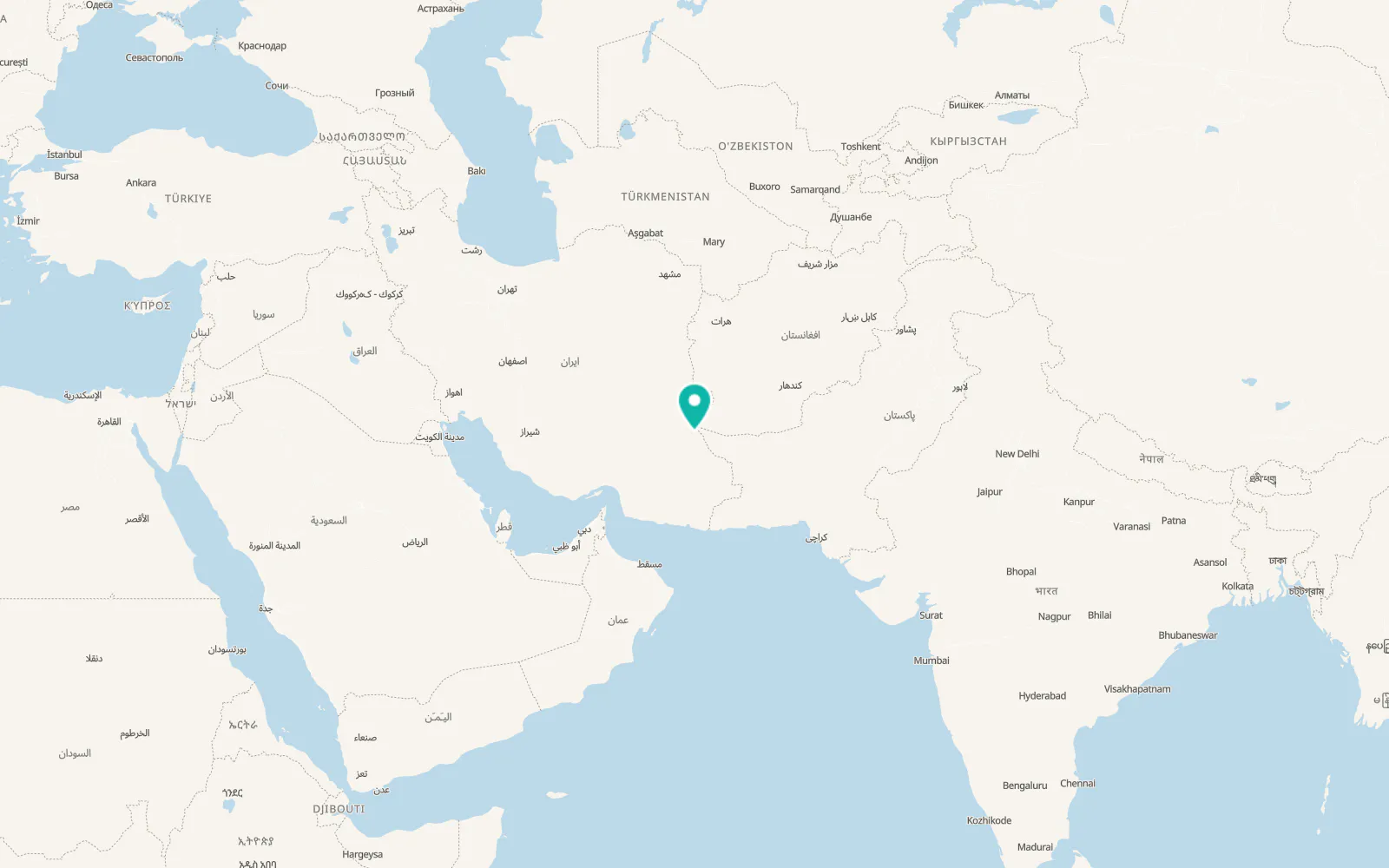 Map of Zahedan