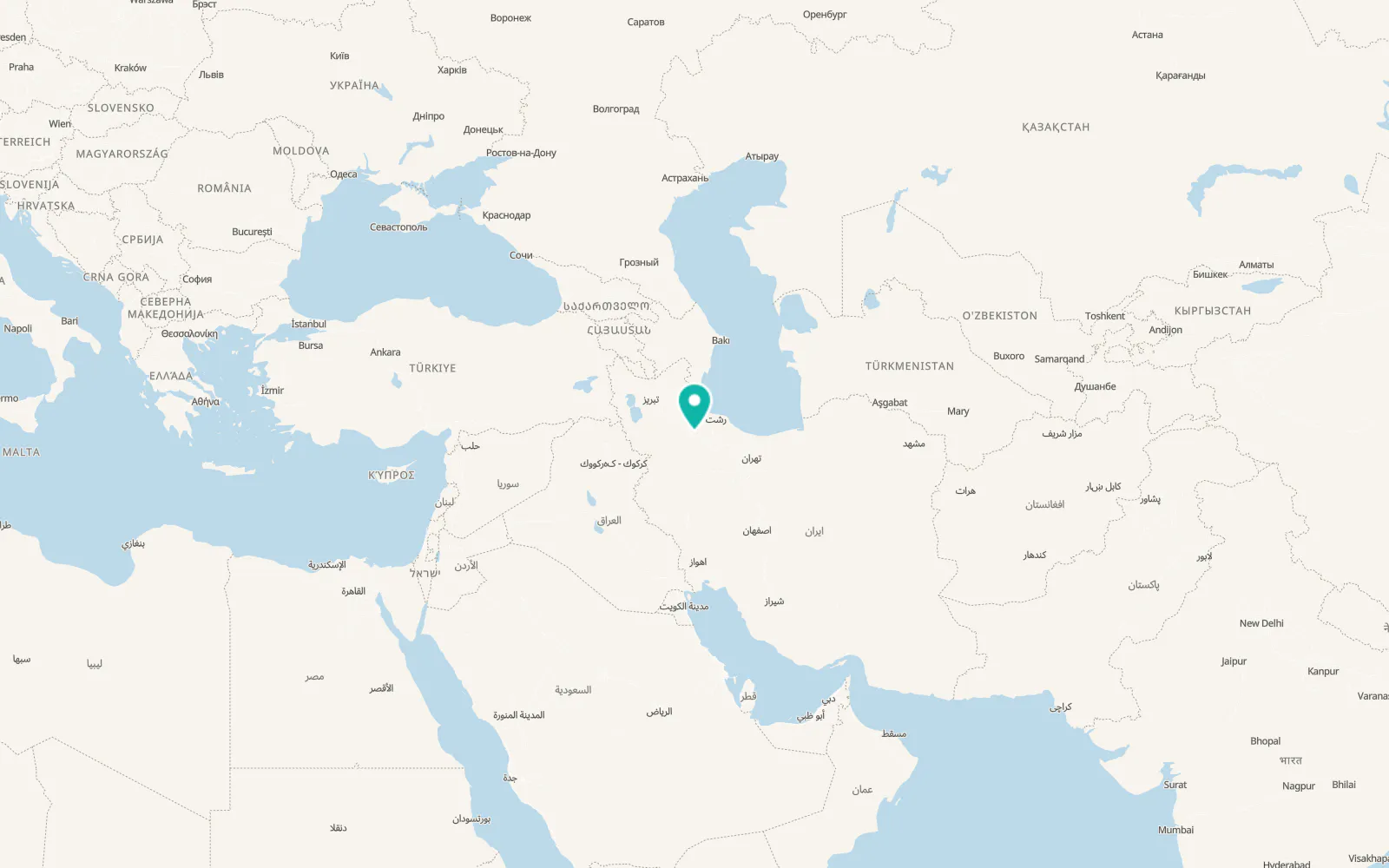 Map of Zanjan