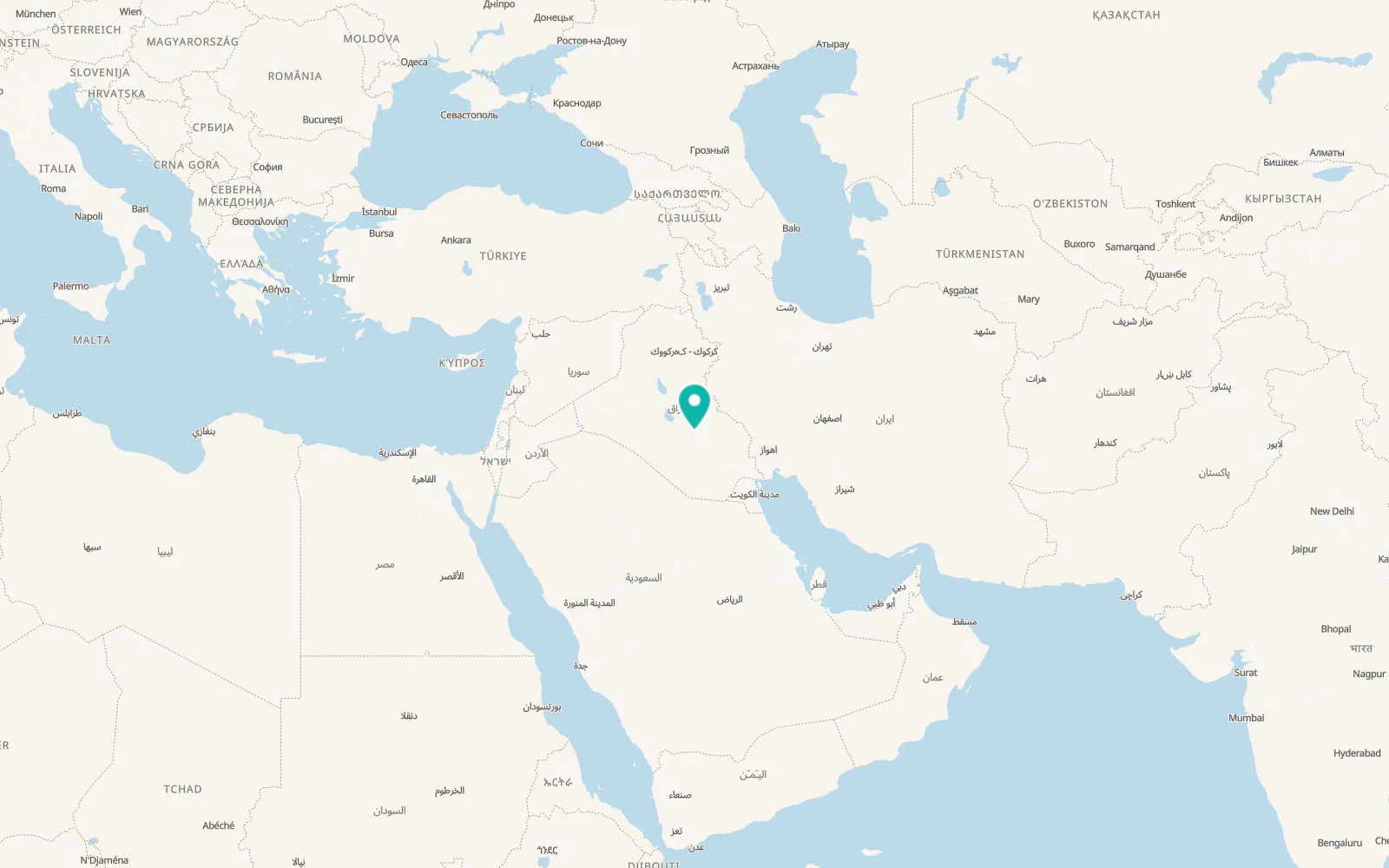Map of Al Diwaniyah