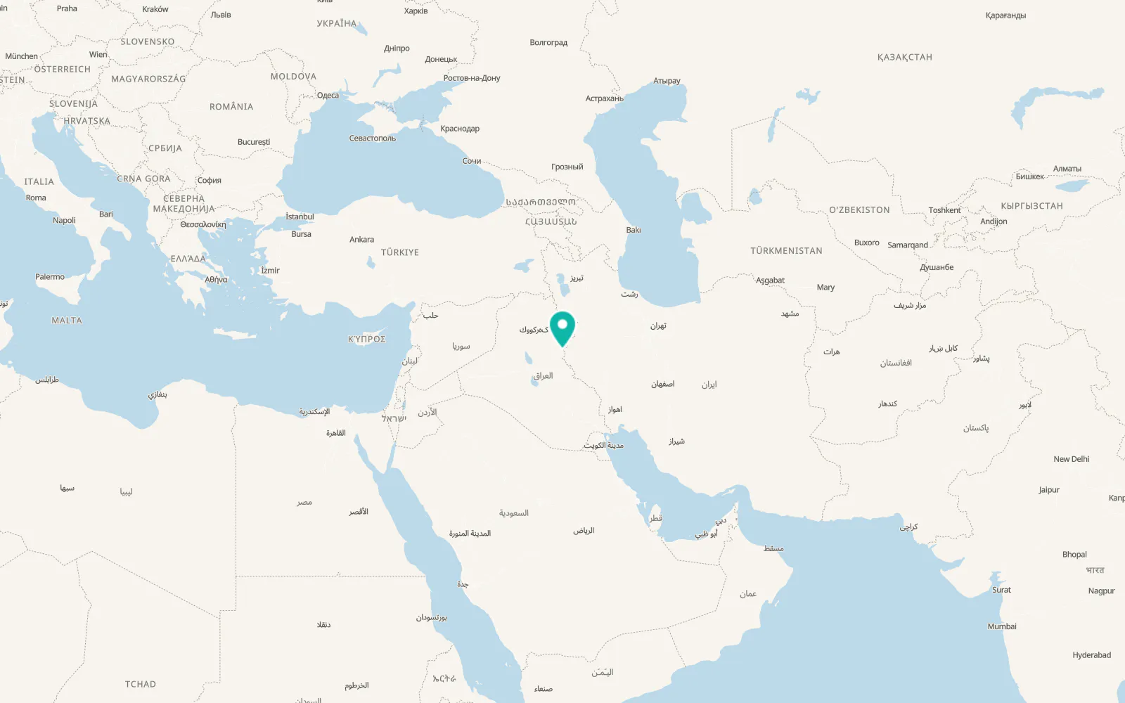 Map of Khānaqīn