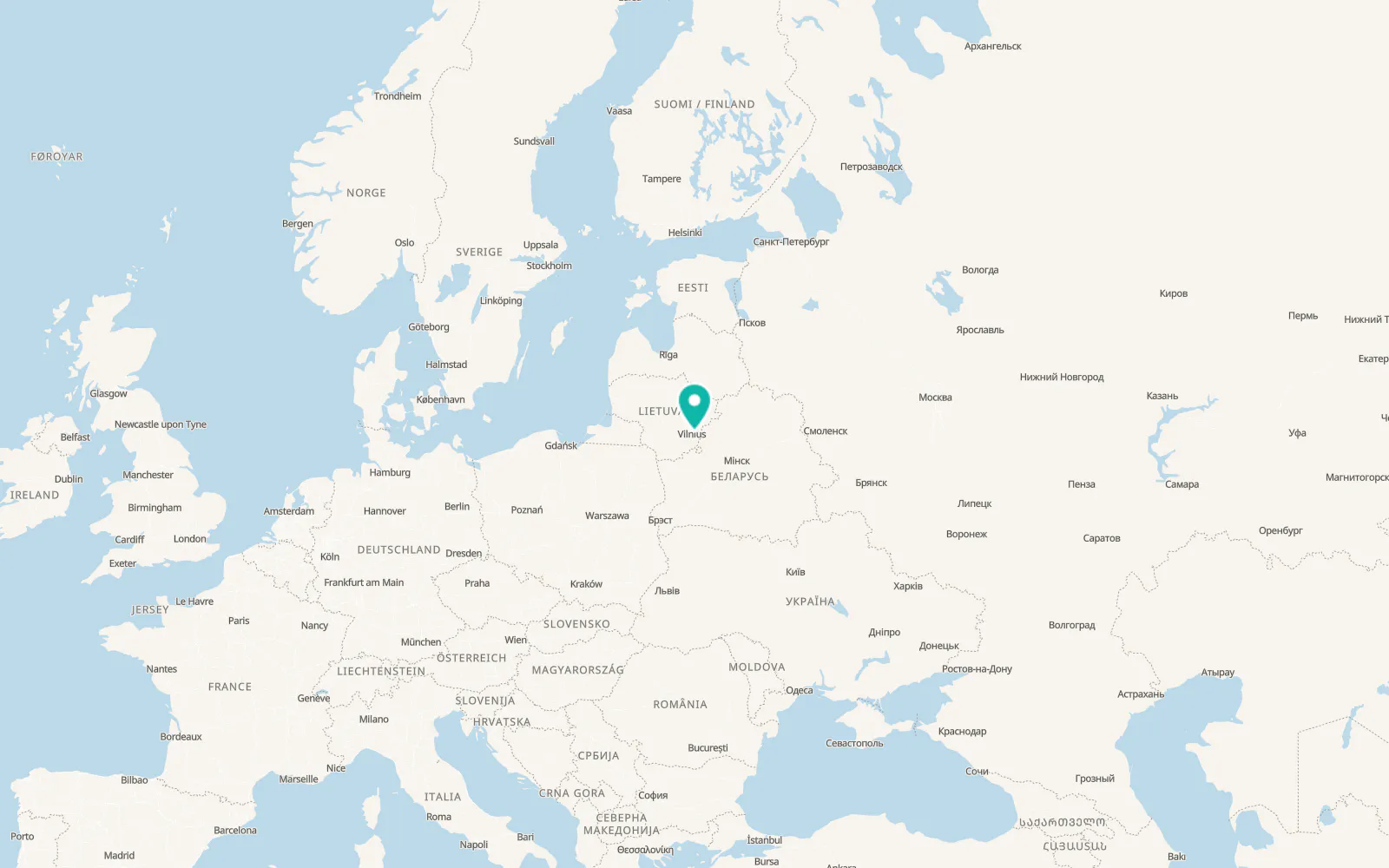 Map of Naujoji Vilnia