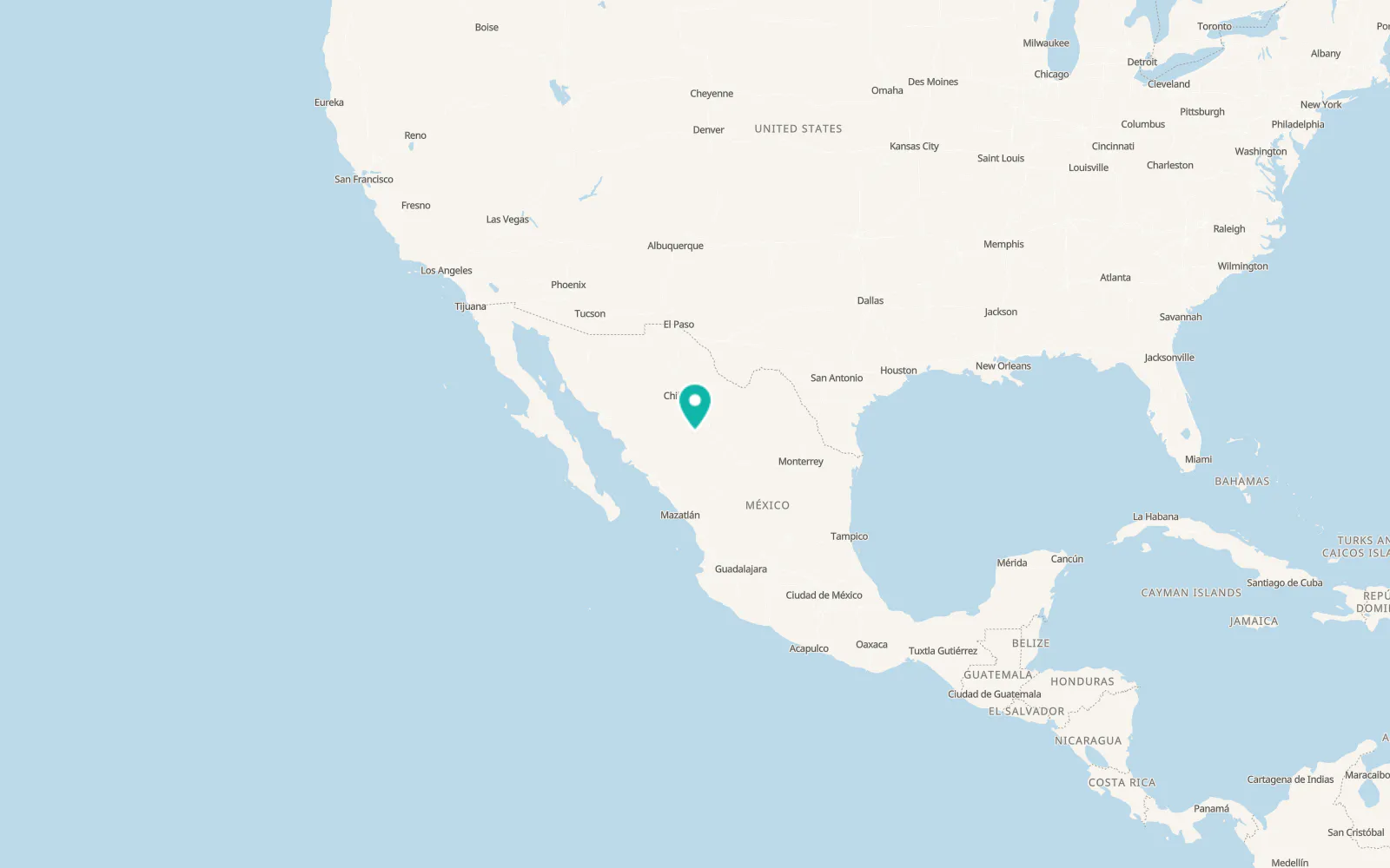 Map of Hidalgo del Parral