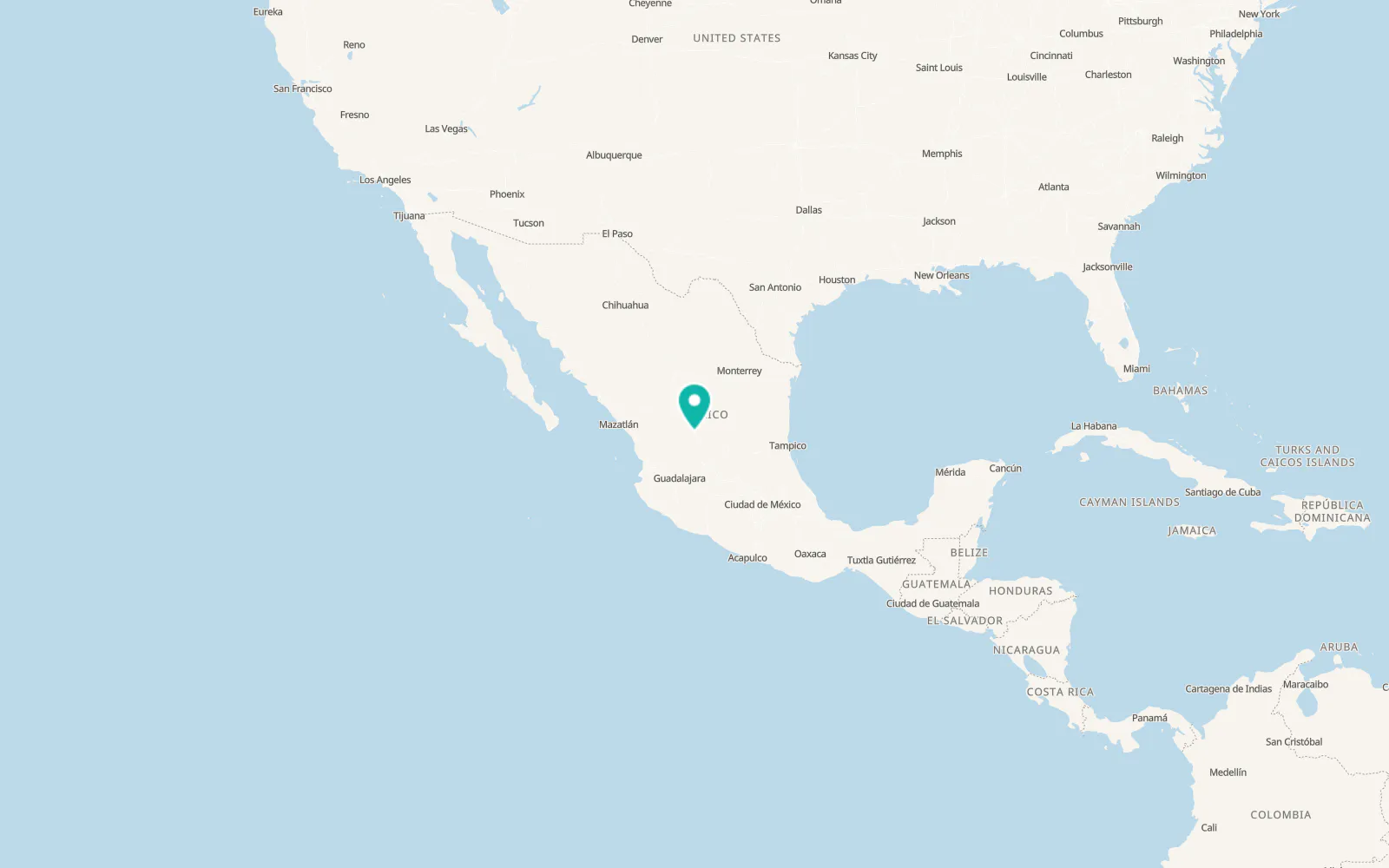 Map of Zacatecas