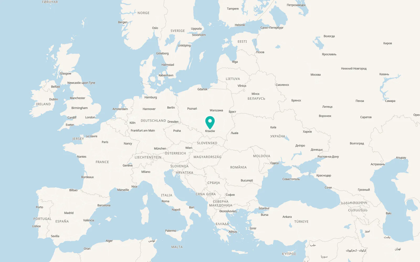 Map of Kraków