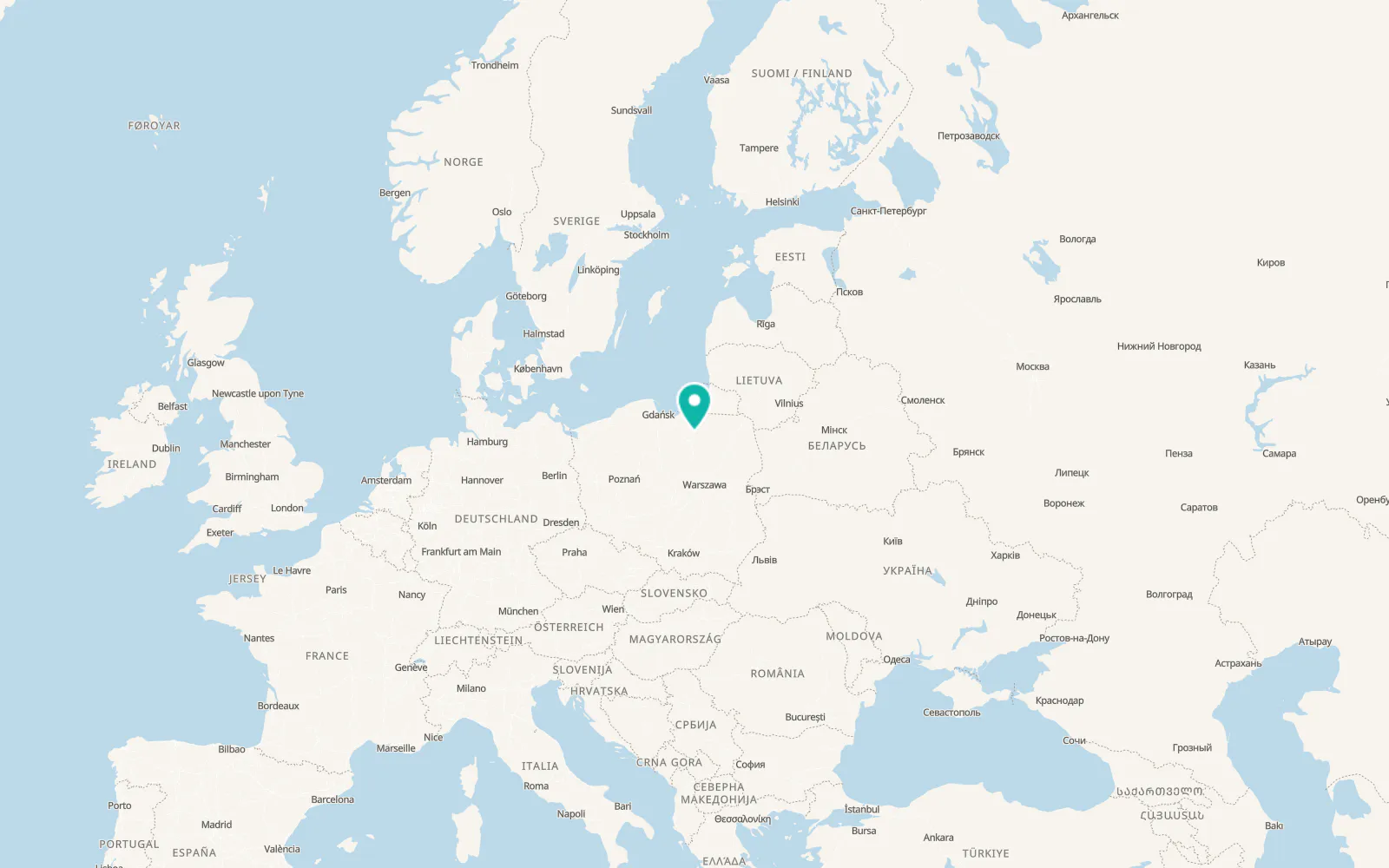 Map of Olsztyn