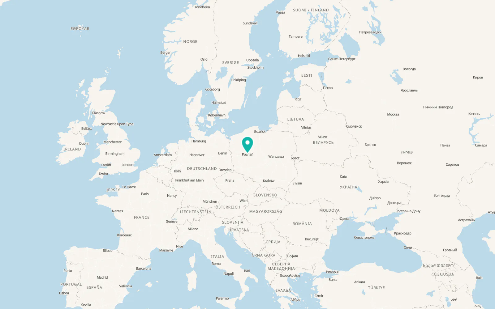 Map of Poznań