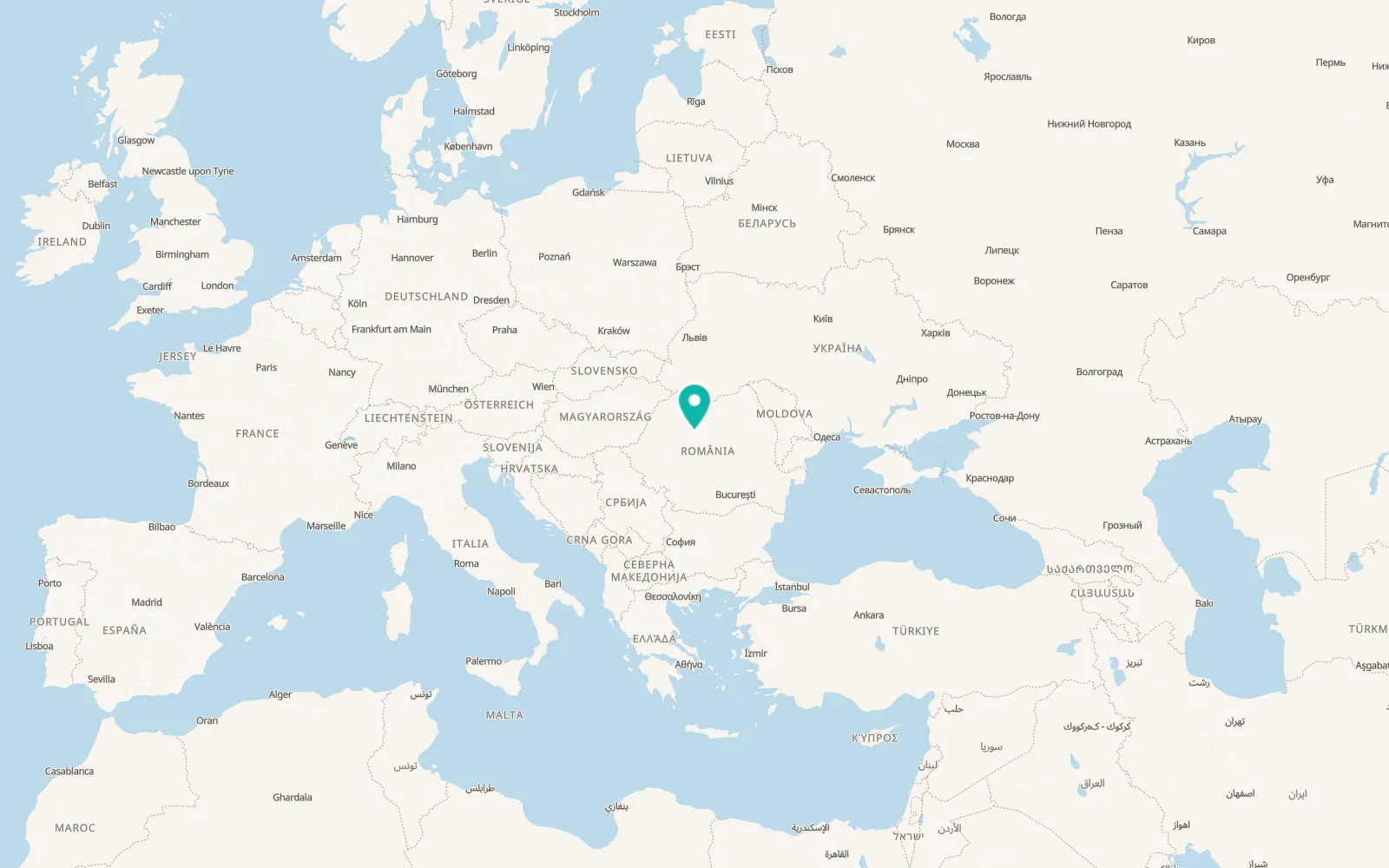 Map of Pădureni
