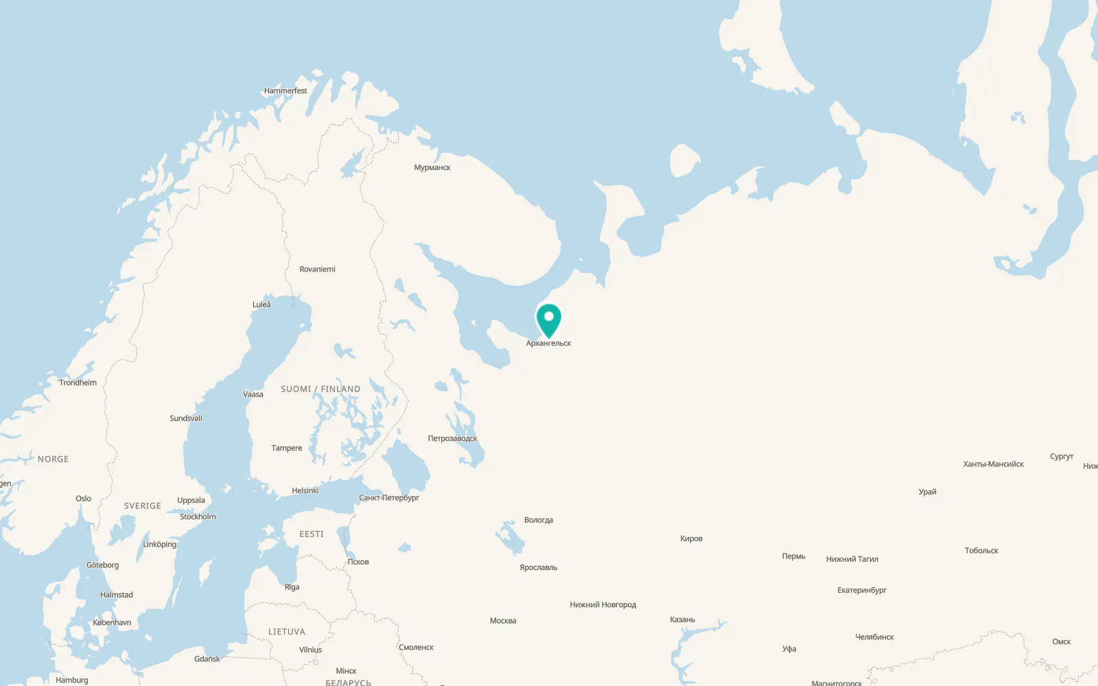 Map of Arkhangel’sk