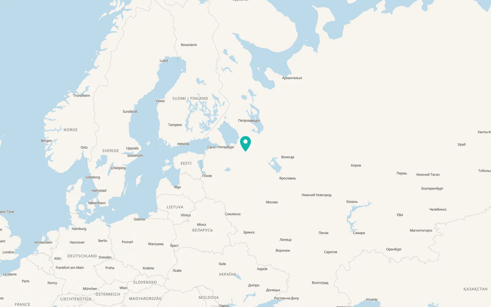 Map of Boksitogorsk
