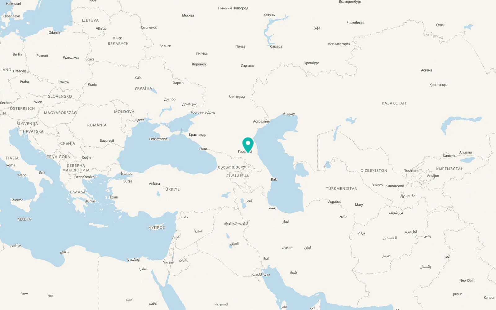 Map of Dyshne-Vedeno