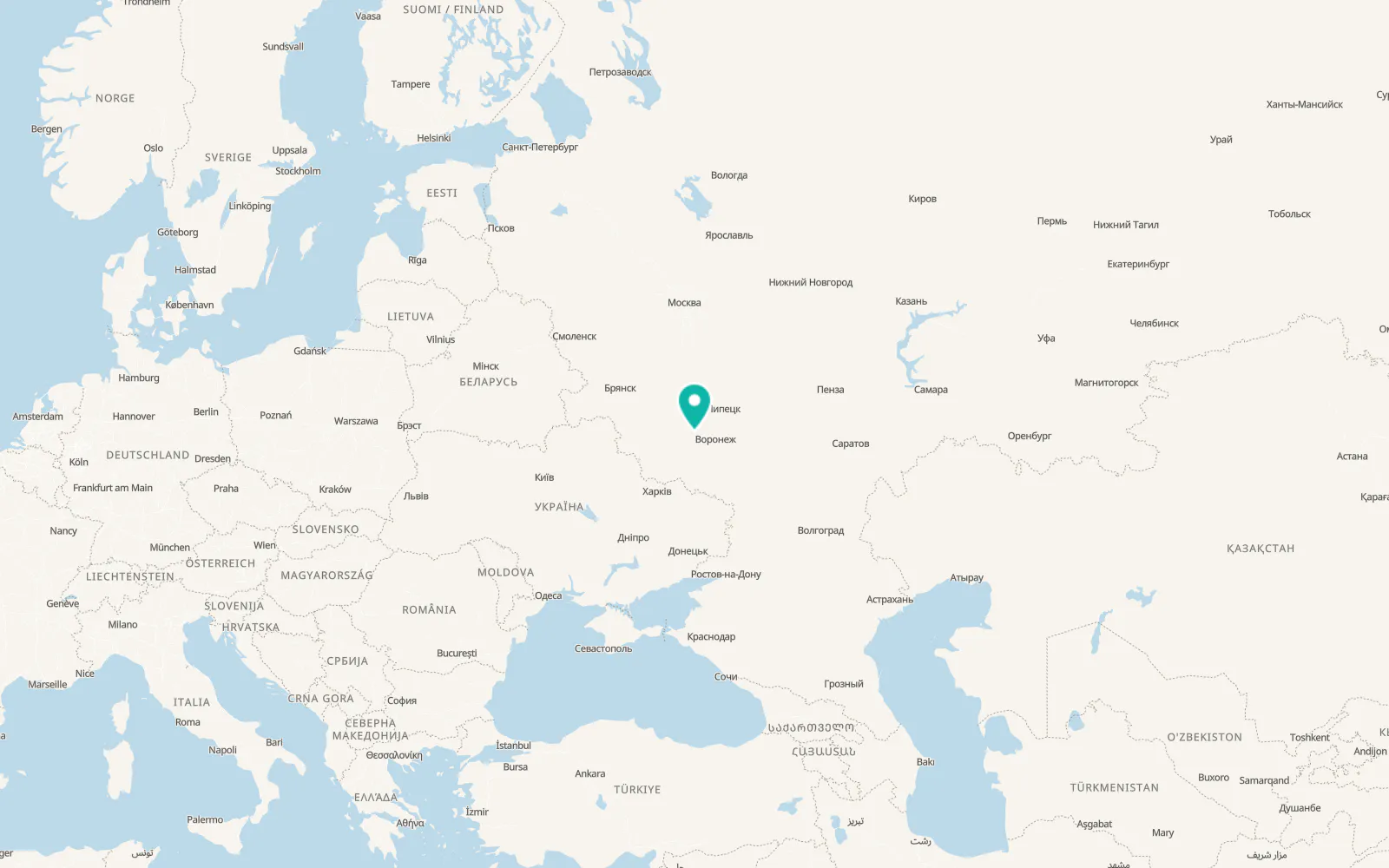 Map of Kastornoye