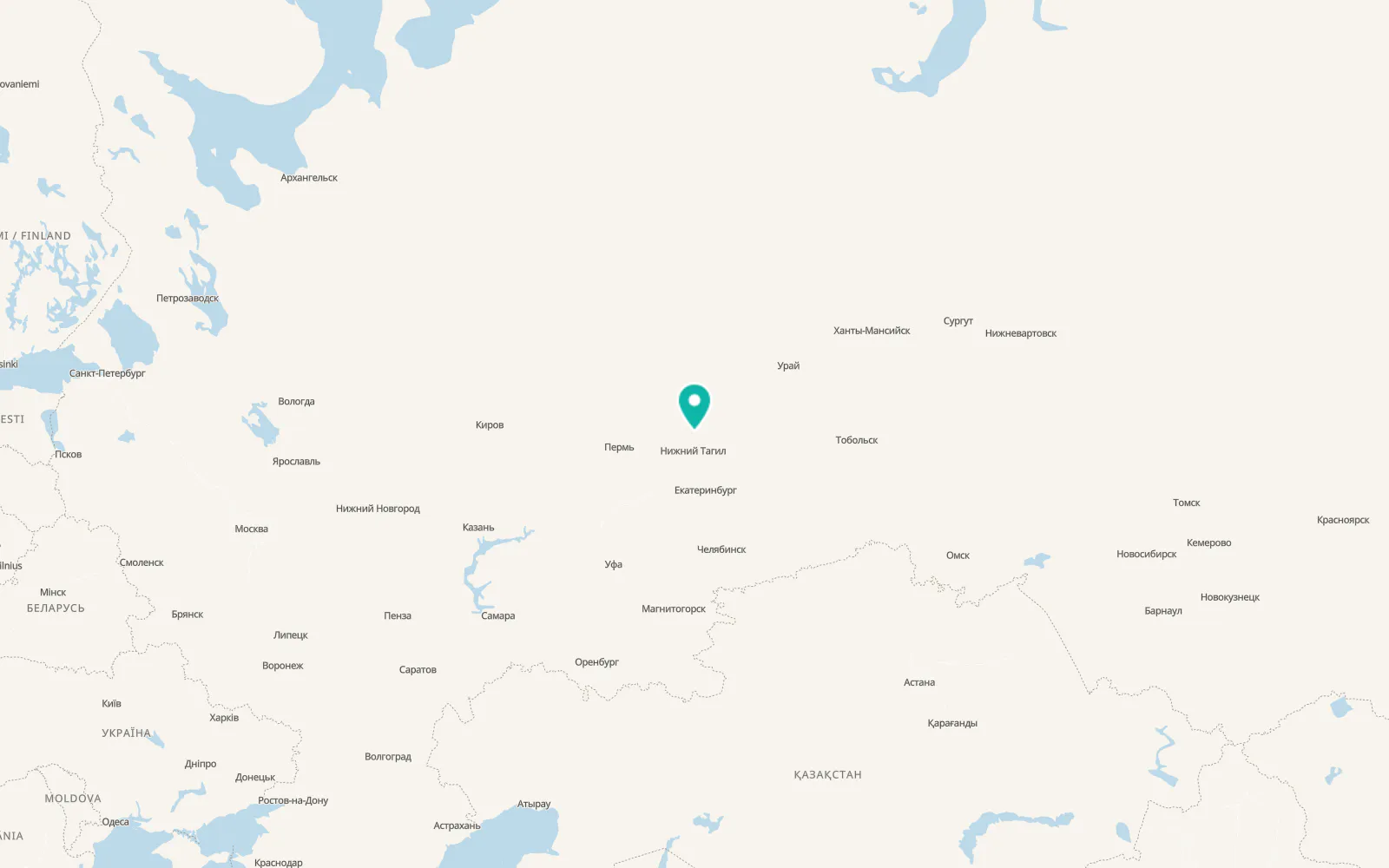 Map of Krasnoural’sk