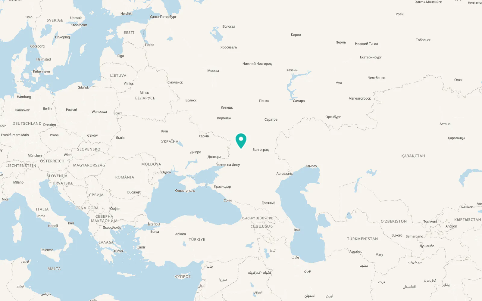 Map of Milyutinskaya