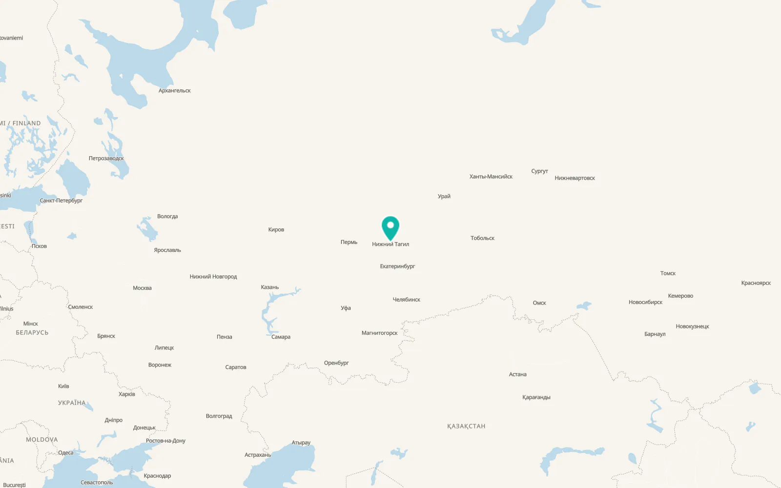 Map of Nizhny Tagil