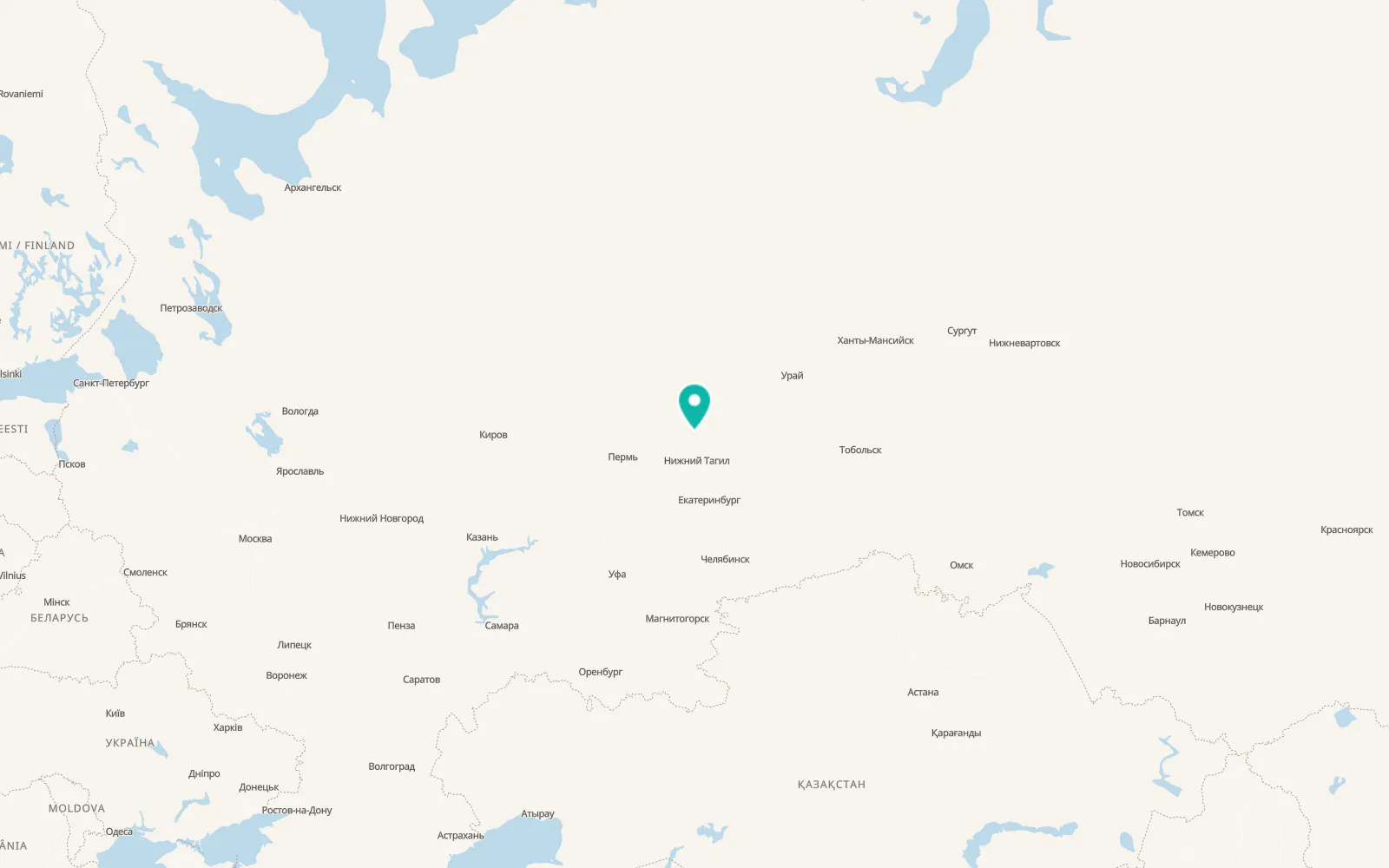 Map of Nizhnyaya Tura