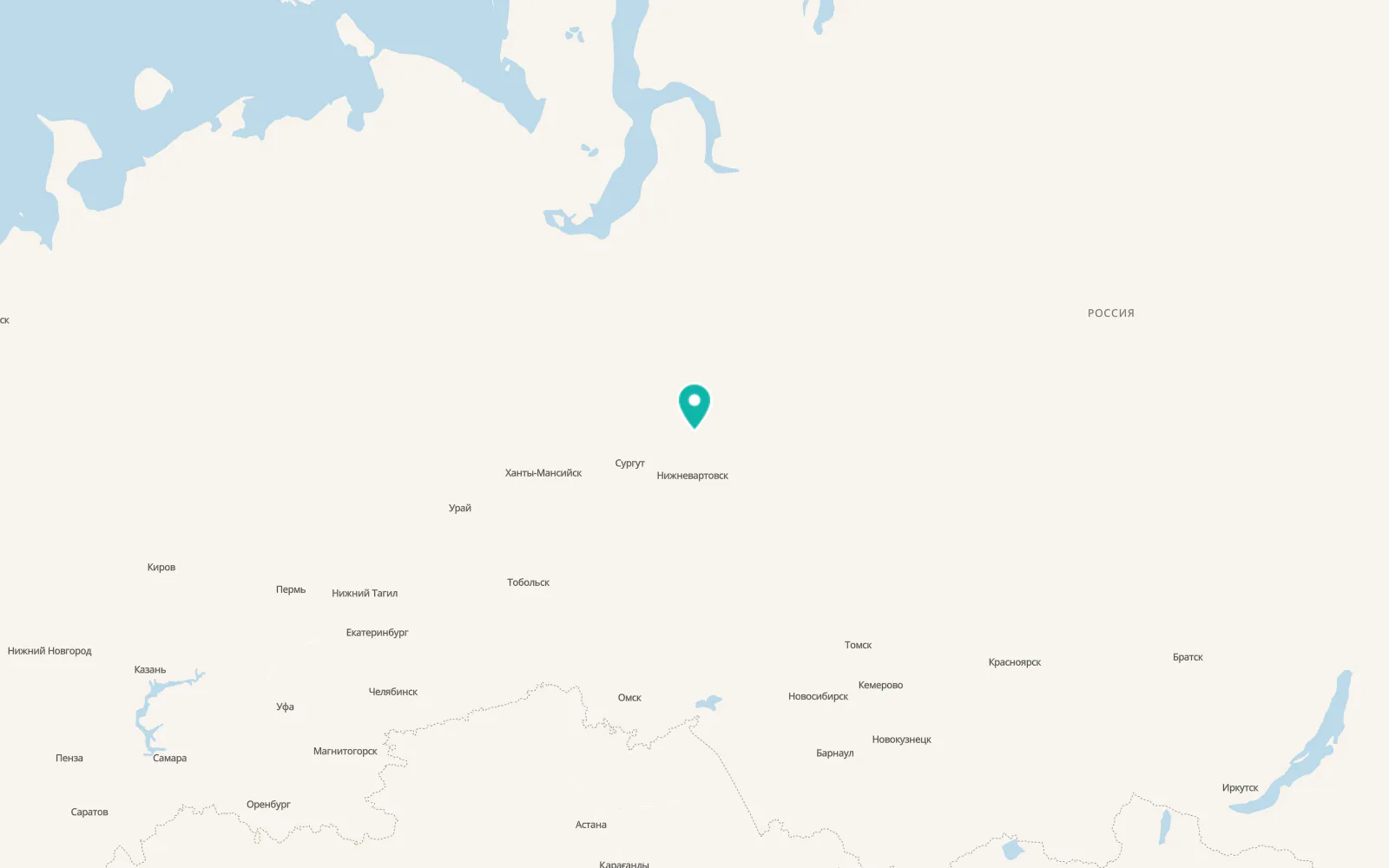 Map of Novoagansk